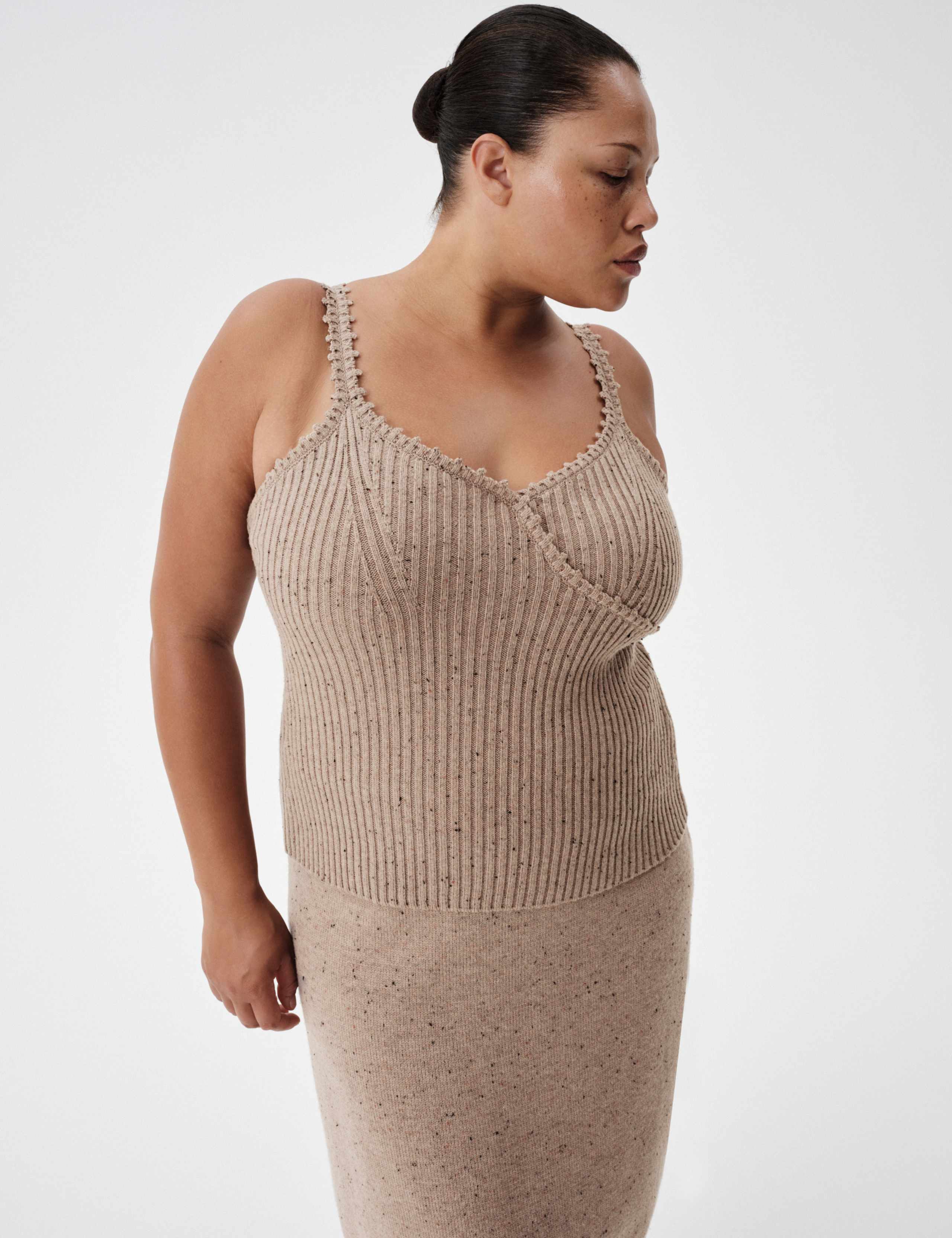 Lambswool Blend Neppy Knitted Ribbed Cami Top 5 of 6