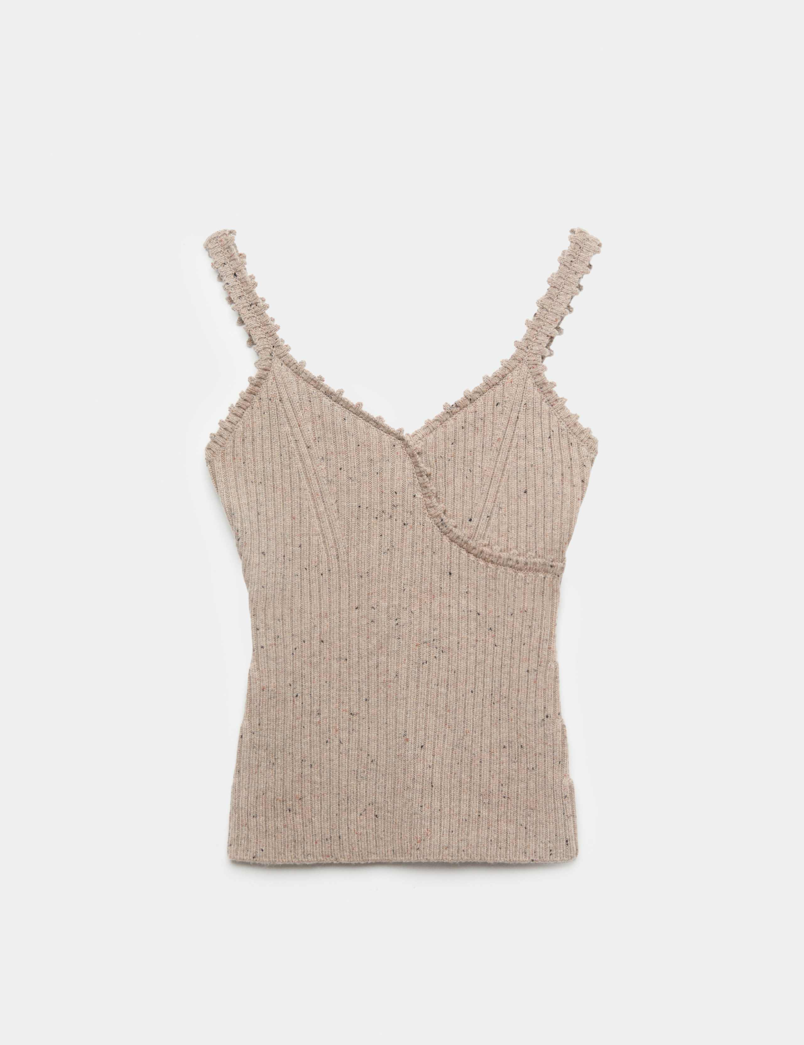 Lambswool Blend Neppy Knitted Ribbed Cami Top 2 of 6