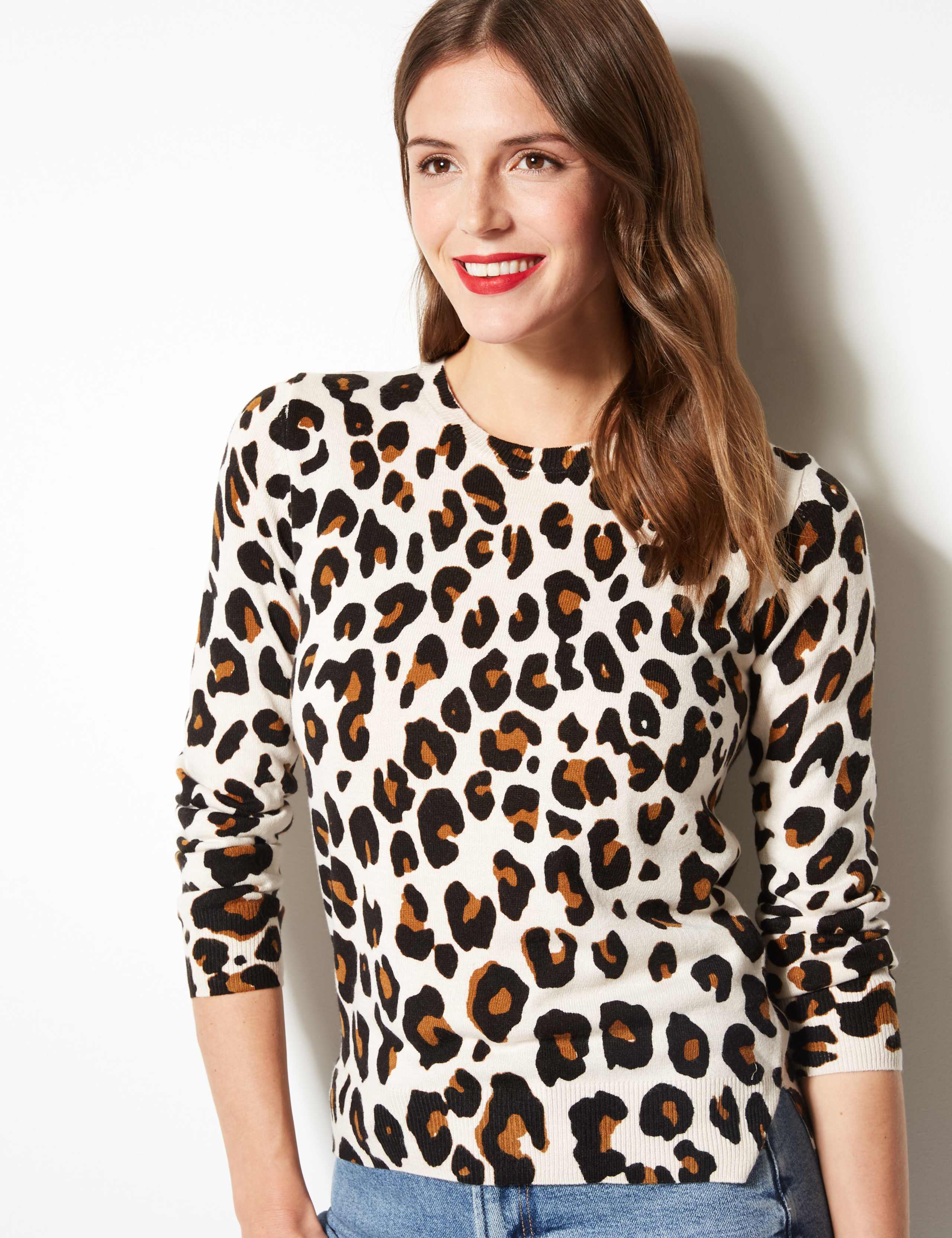 Animal Print Round Neck Jumper M&S Collection M&S IE