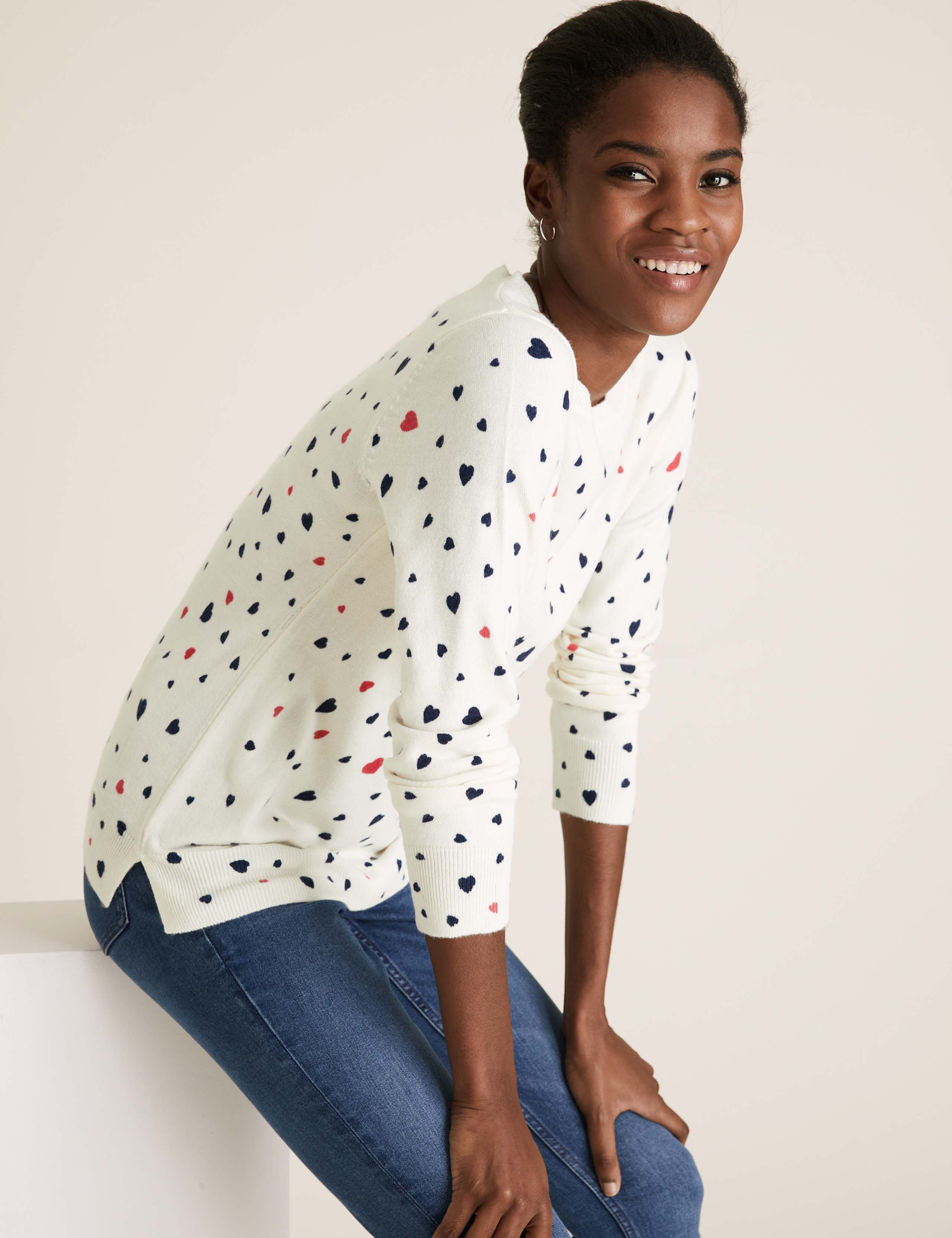 Supersoft Heart Print Crew Neck Jumper 3 of 4