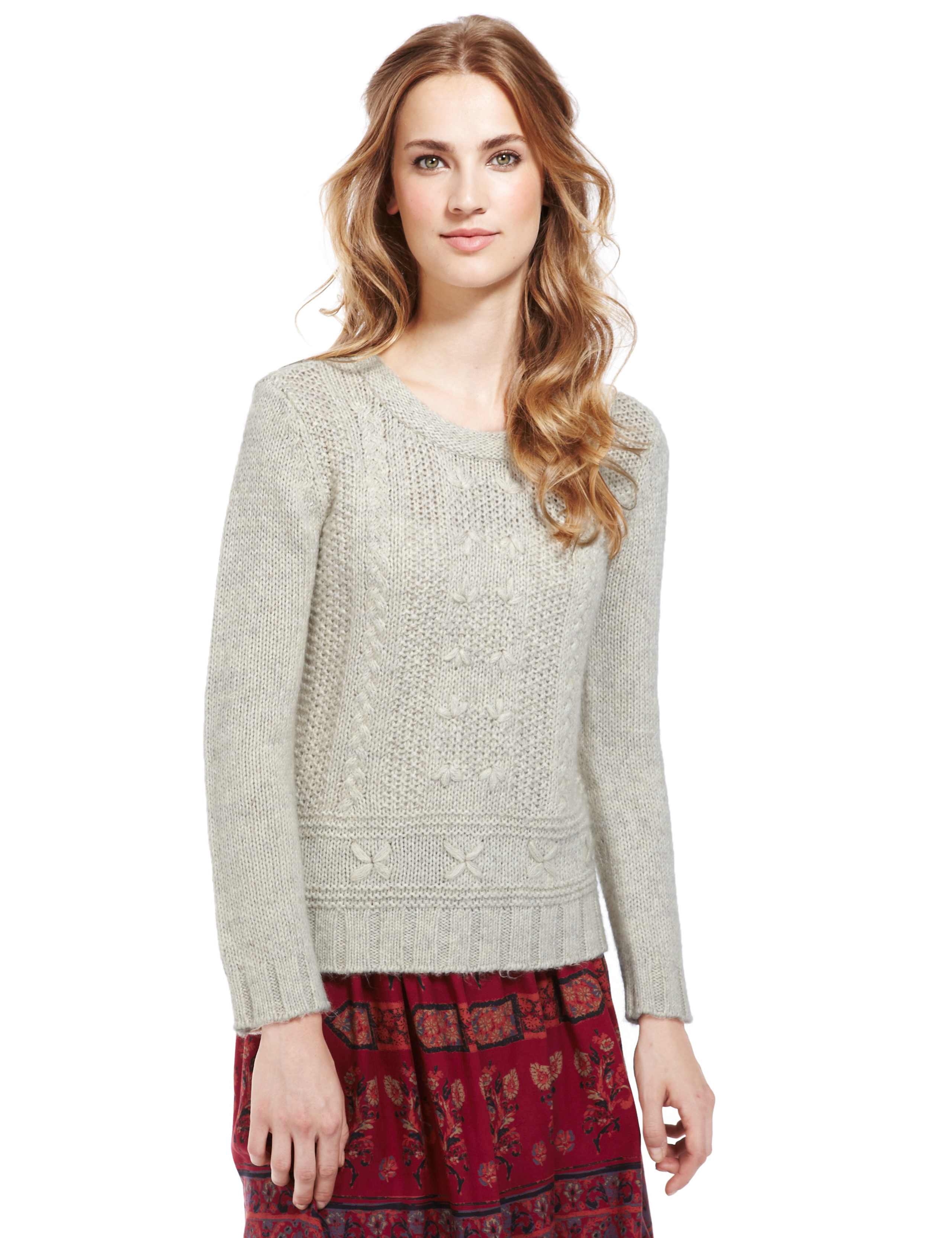 Embroidered Floral Jumper with Wool 1 of 4