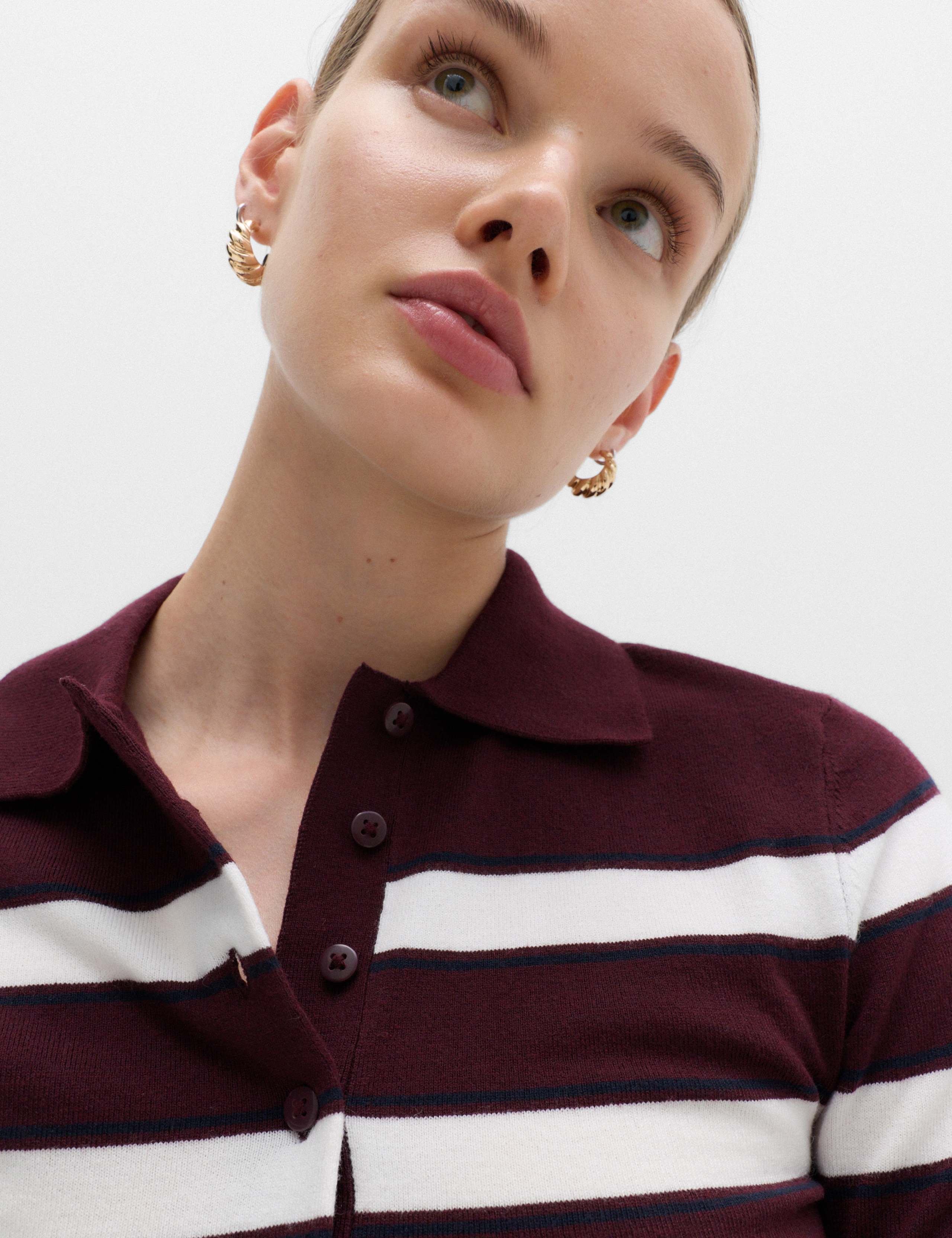 Collared Striped Slim Jumper with Wool 3 of 5