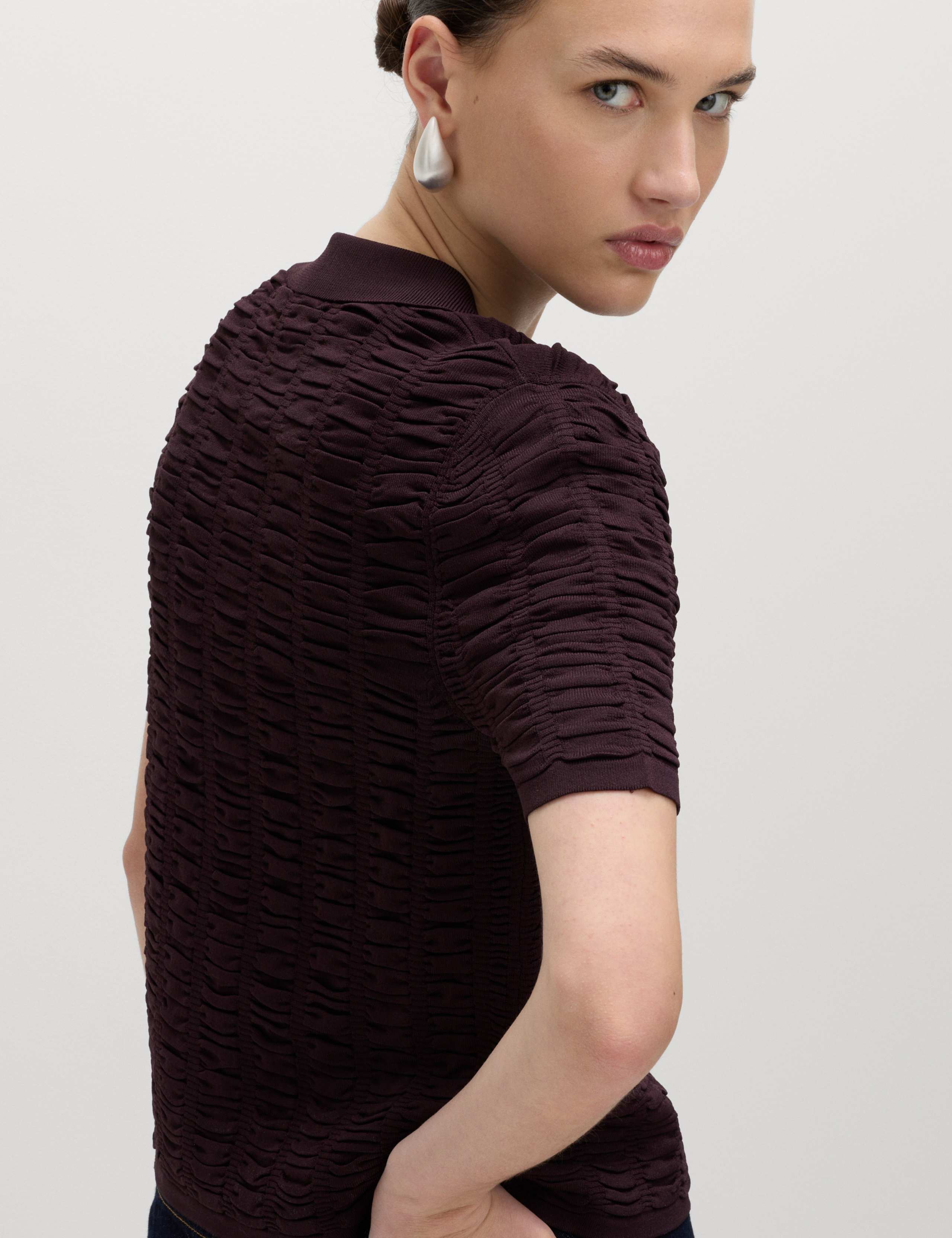 Textured Collared Fitted Cardigan 5 of 6