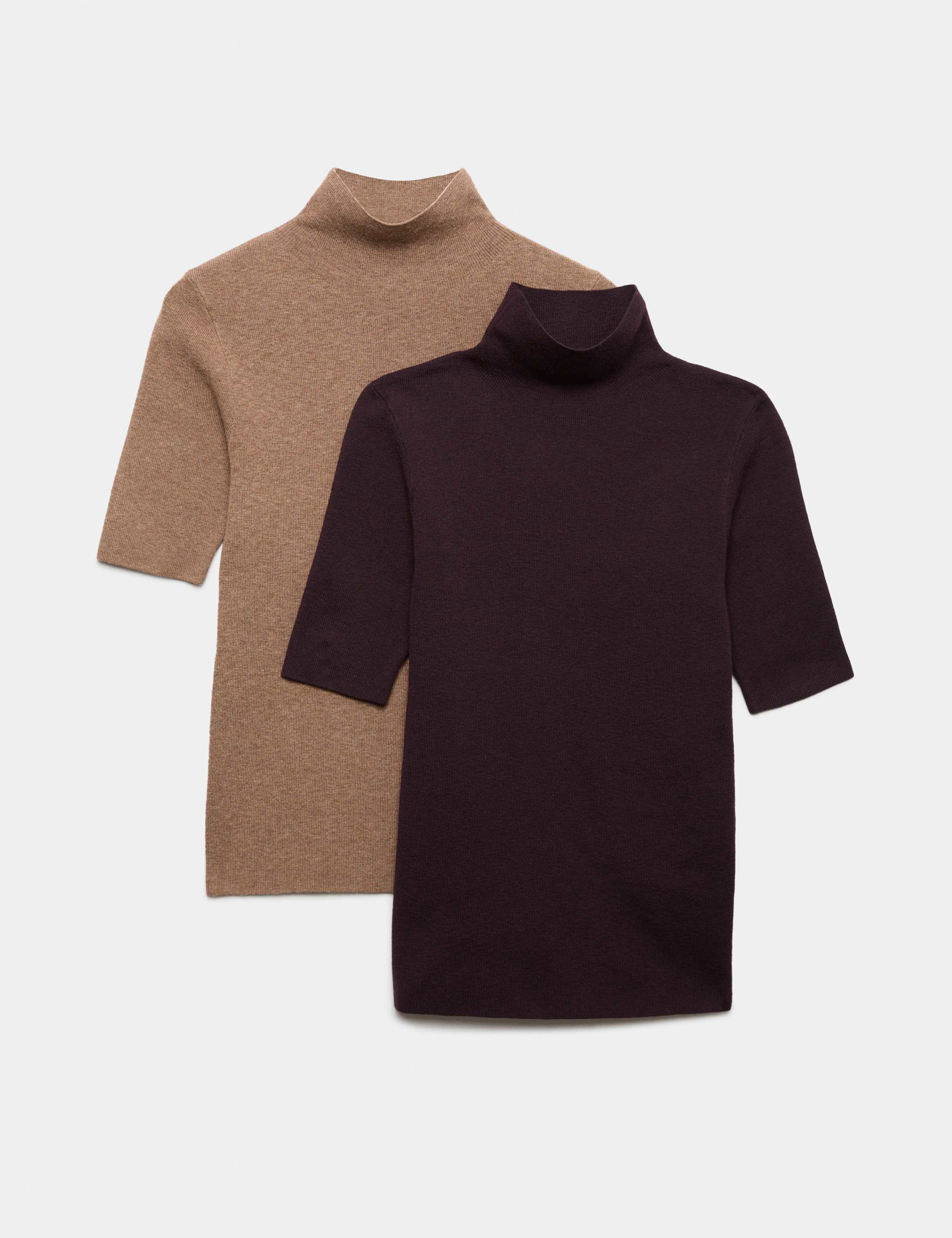 2 Pack Funnel Neck Slim Fit Knitted Top With Wool 1 of 7