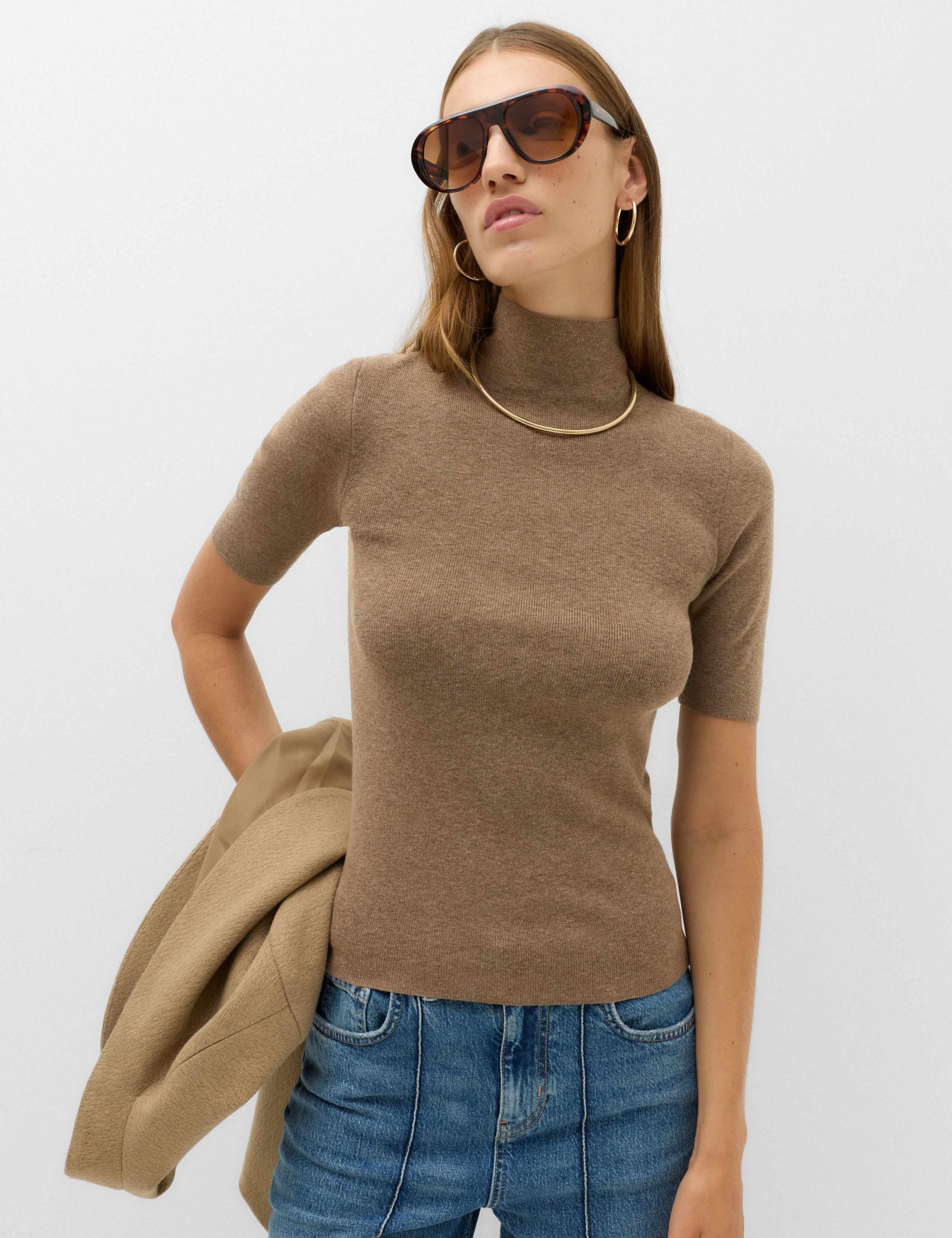2 Pack Funnel Neck Slim Fit Knitted Top With Wool 2 of 7