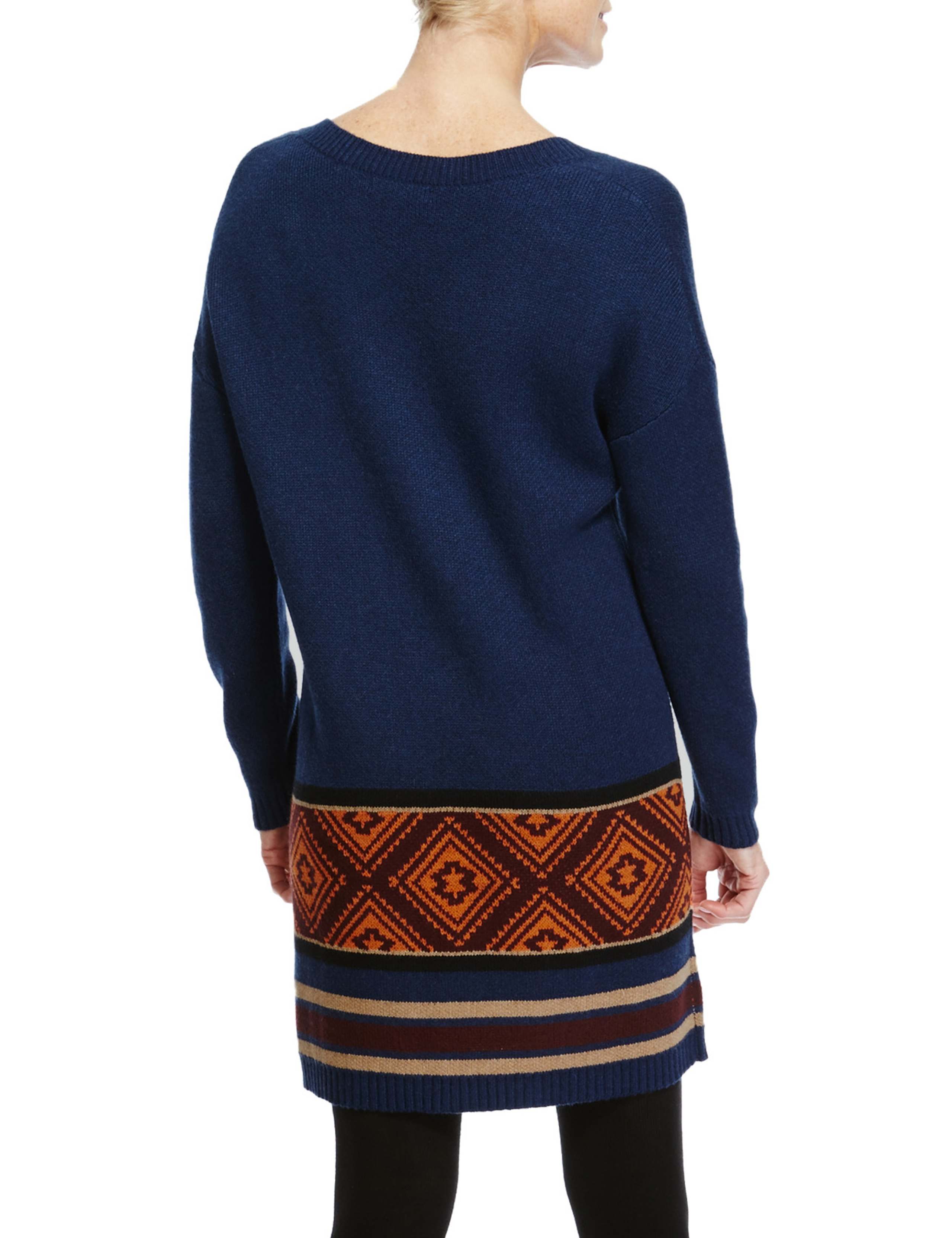 Abstract Border Print Knitted Tunic with Wool 3 of 3