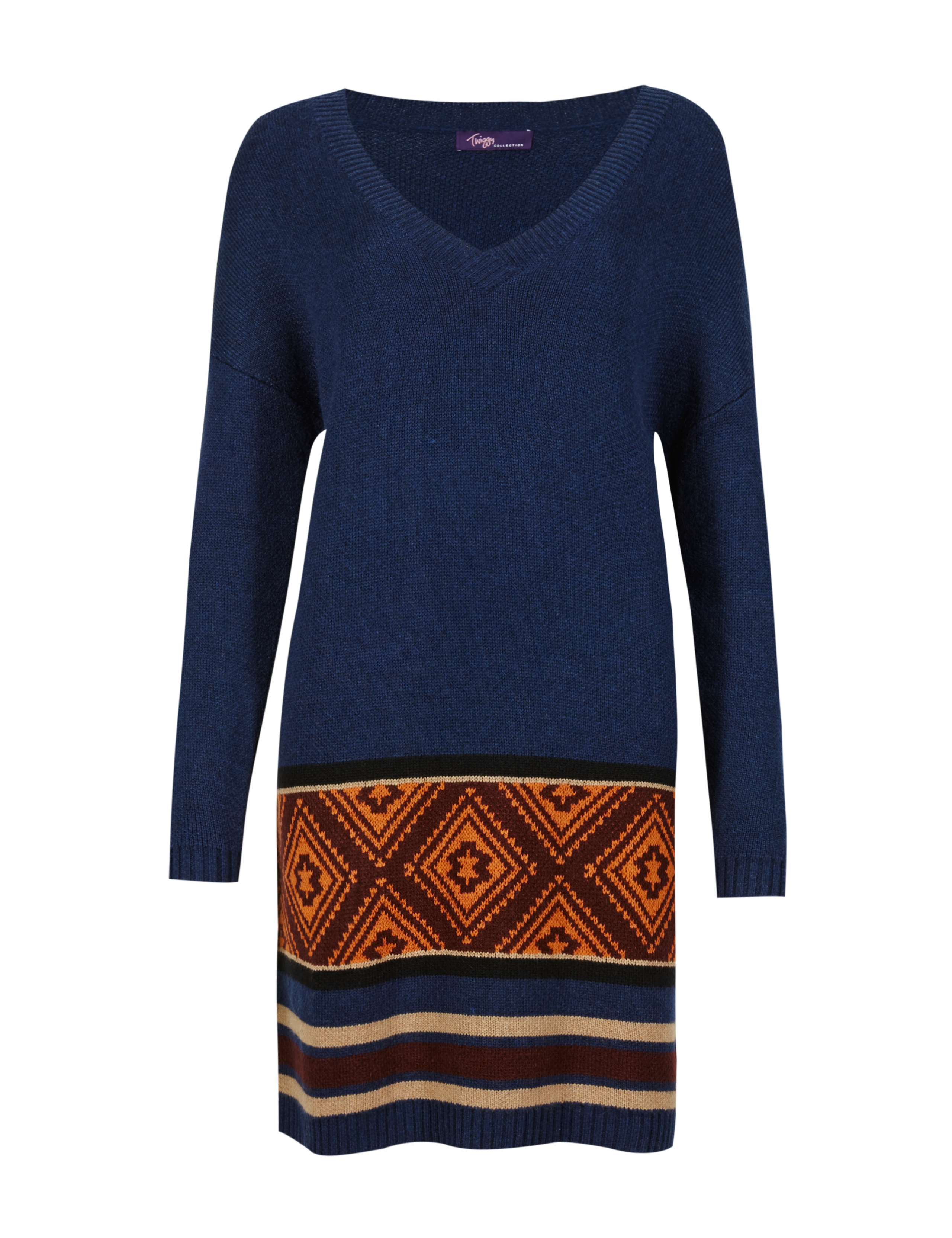 Abstract Border Print Knitted Tunic with Wool 2 of 3