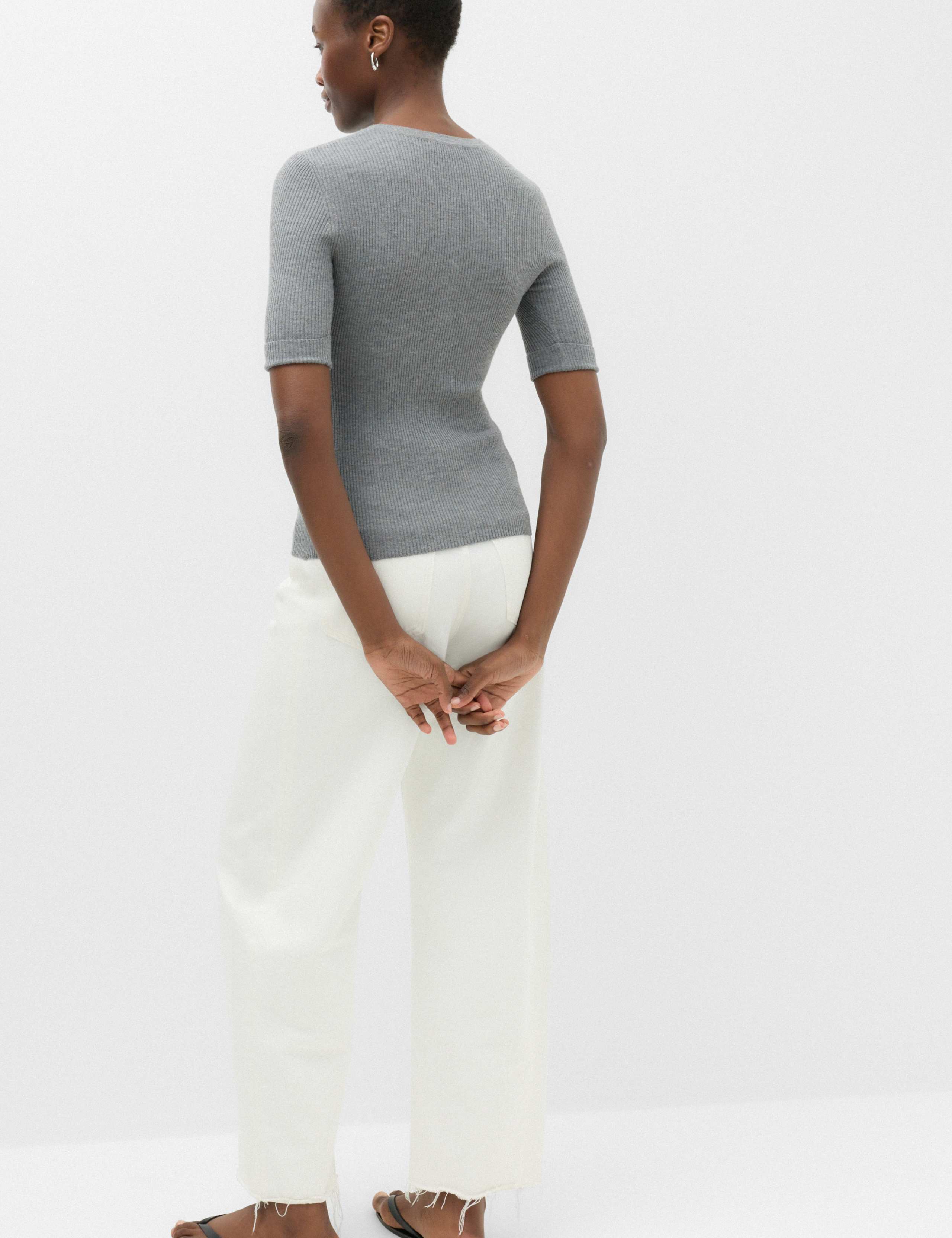 2 Pack Ribbed Knitted Tops with Wool 3 of 5