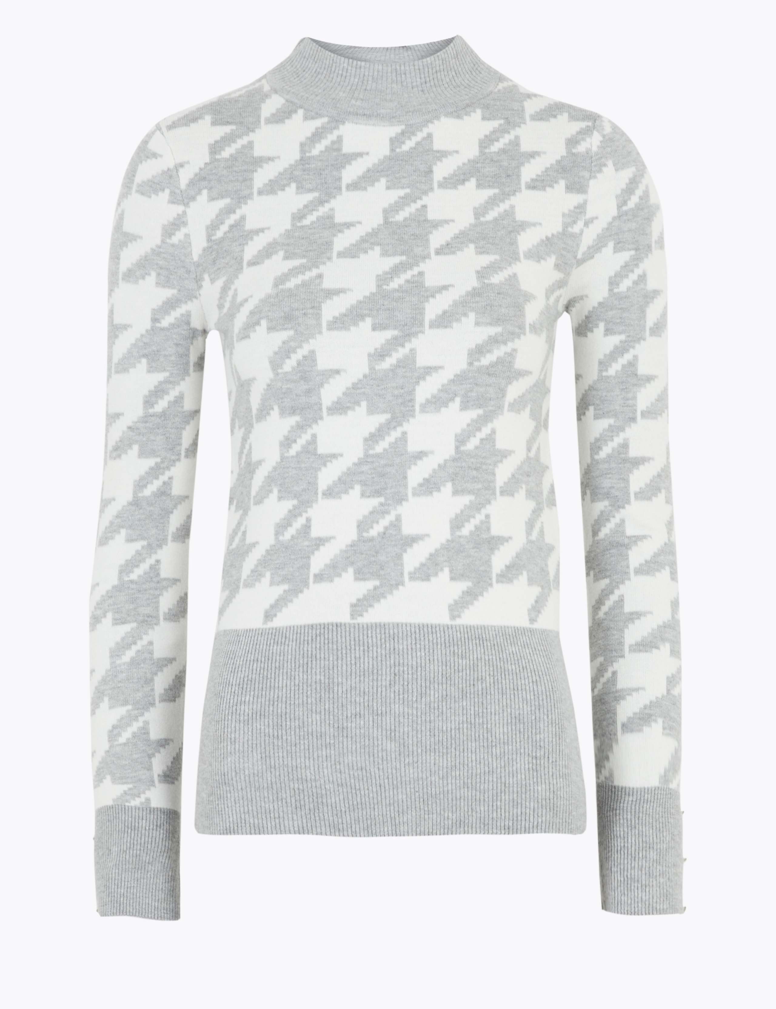 Soft Touch Dogtooth Funnel Neck Jumper 2 of 4
