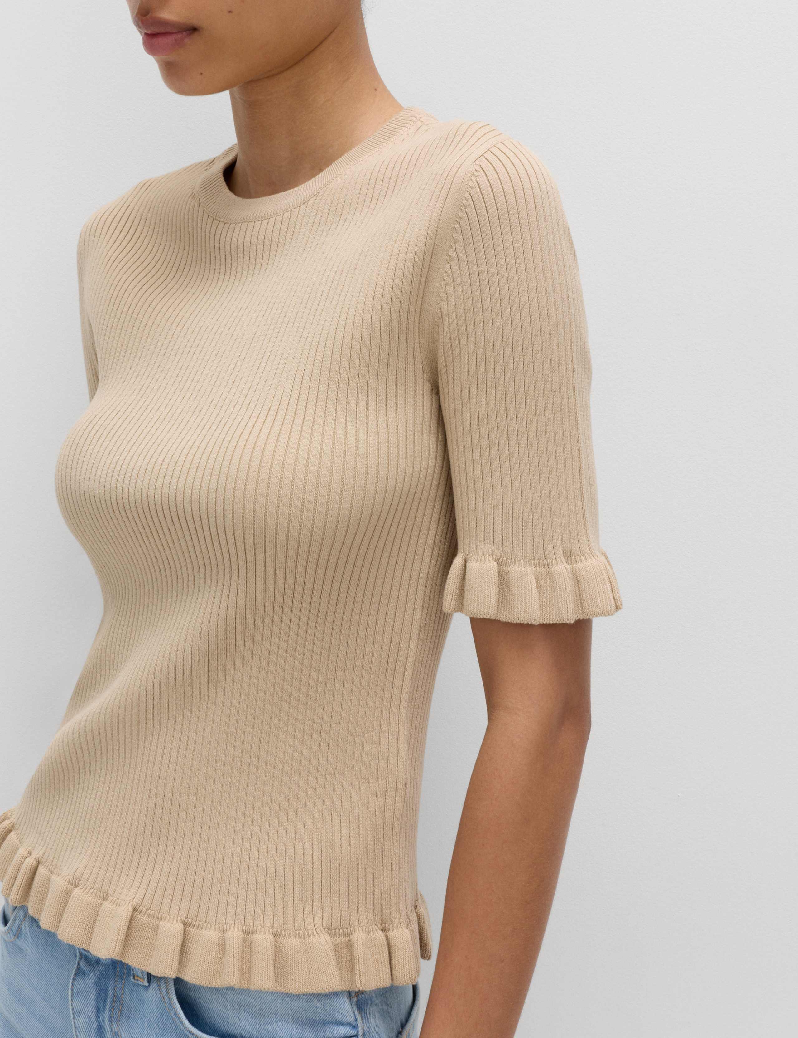 Ribbed Frill Detail Knitted Top 3 of 5