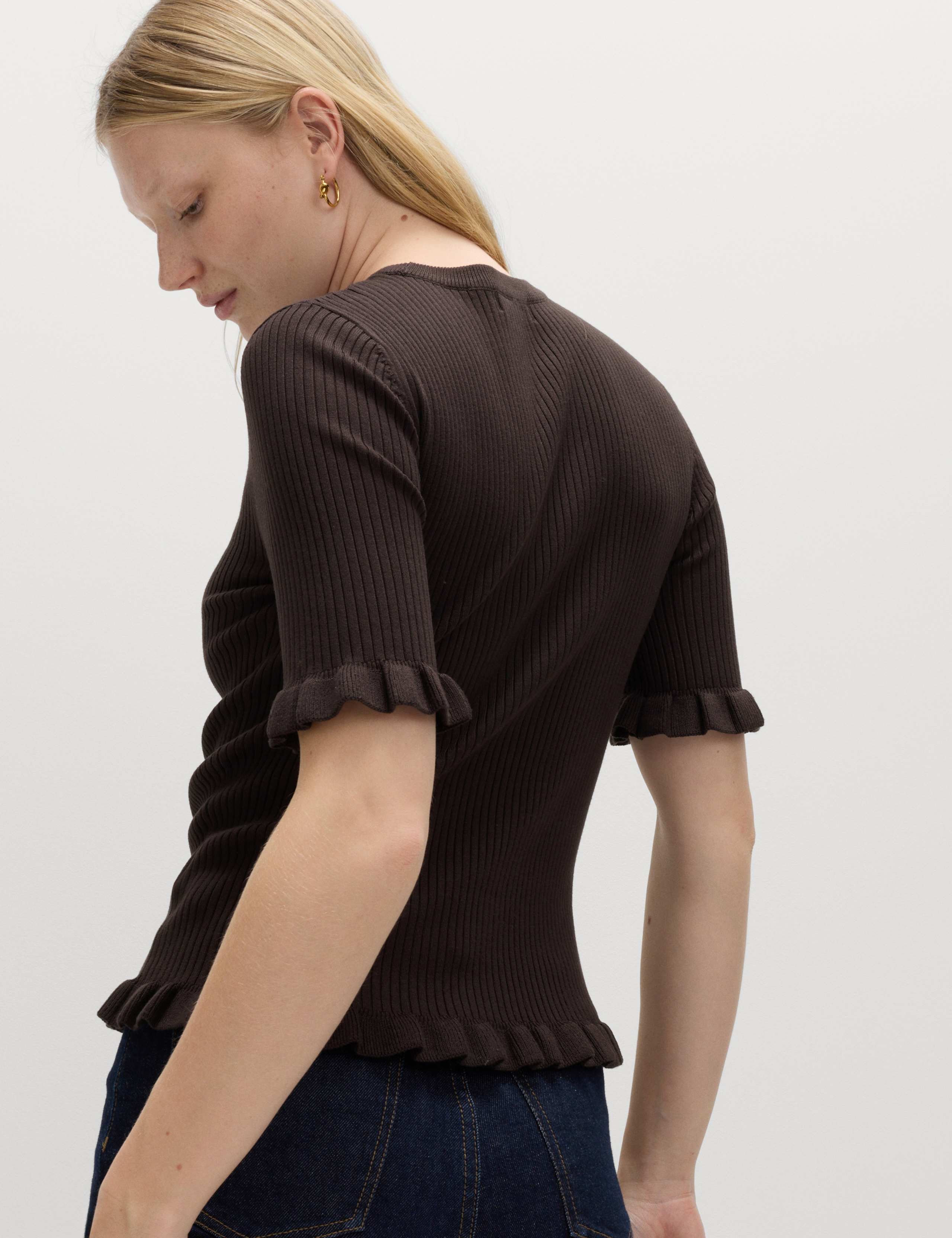 Ribbed Frill Detail Knitted Top 5 of 5