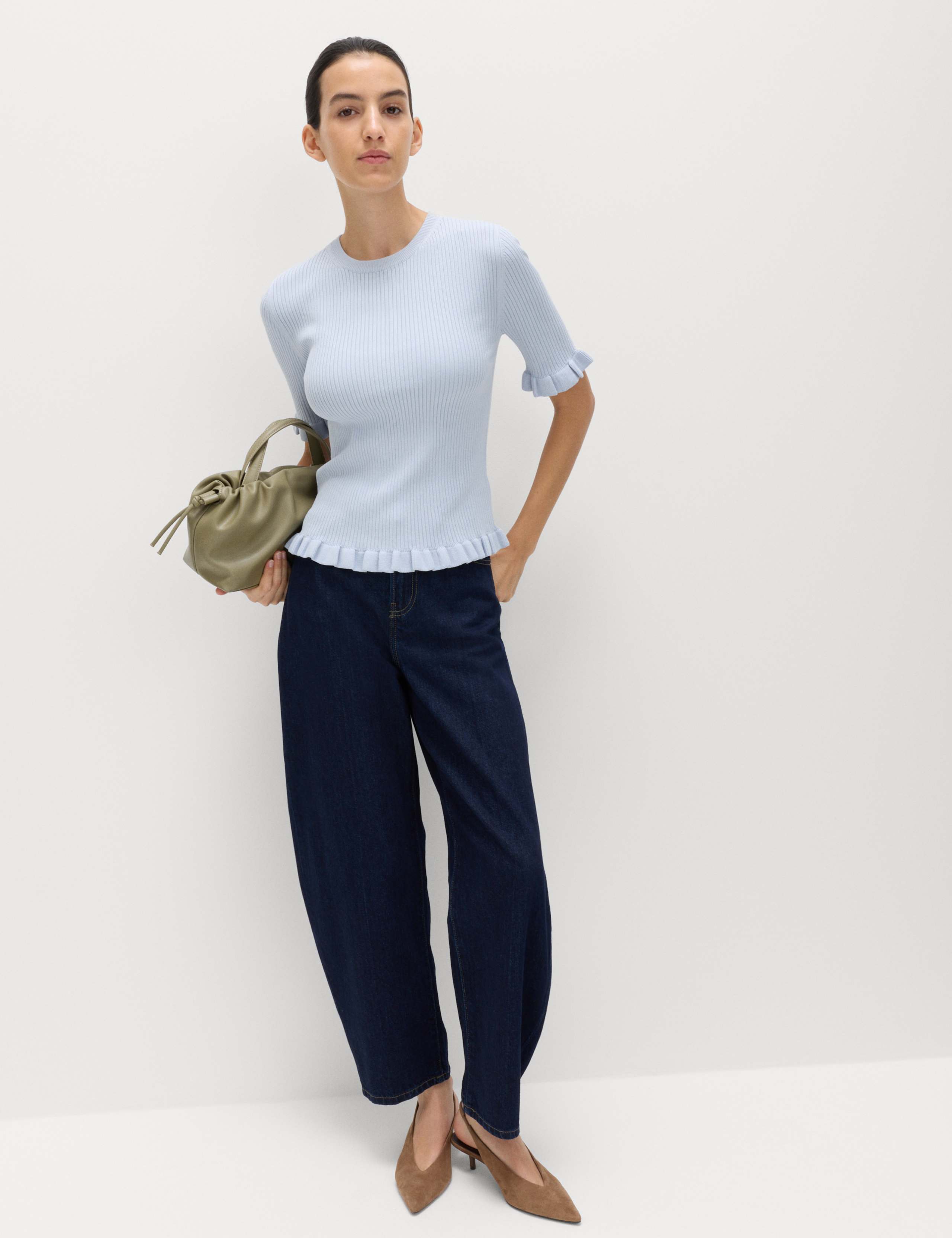 Ribbed Frill Detail Knitted Top 3 of 5