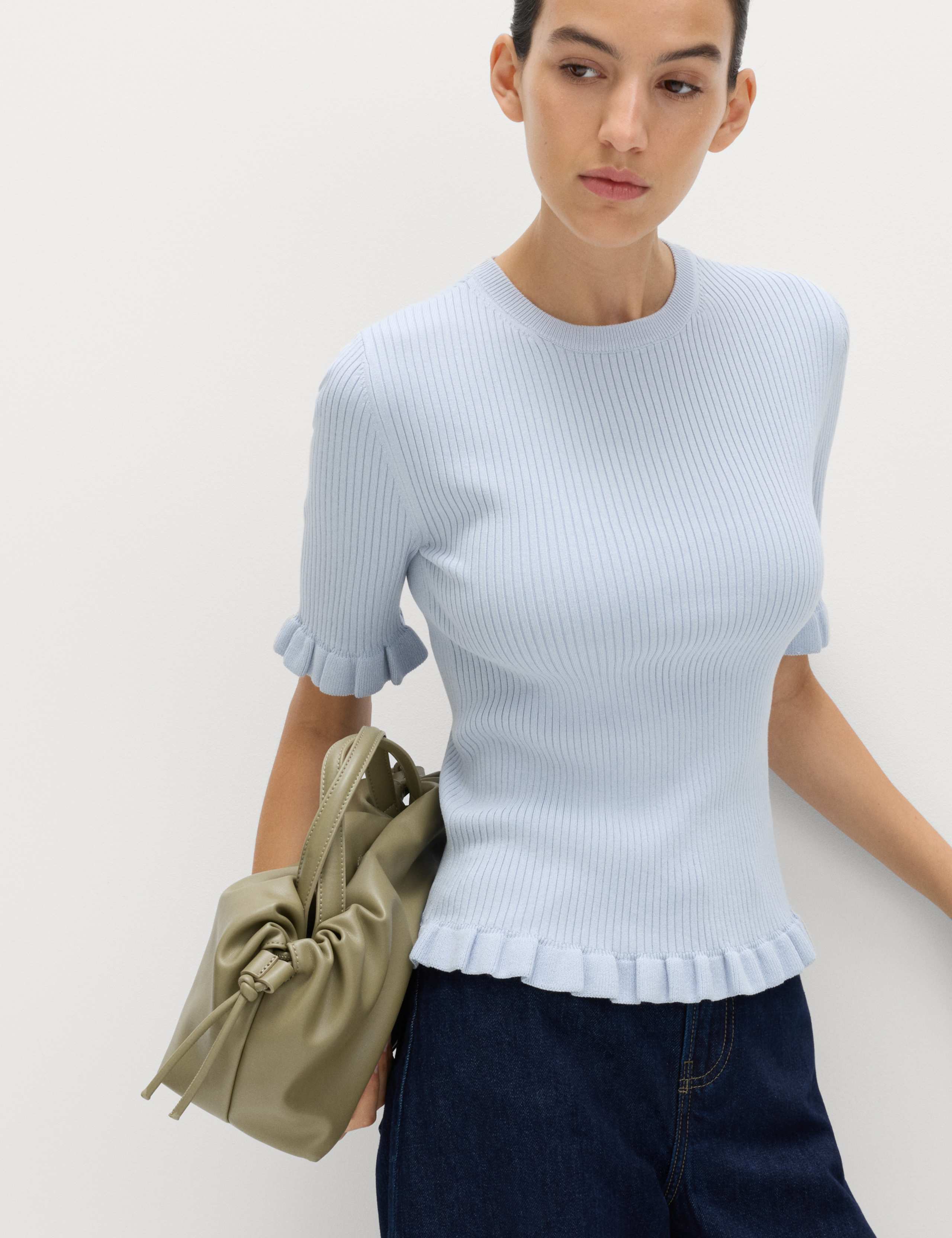 Ribbed Frill Detail Knitted Top 5 of 5