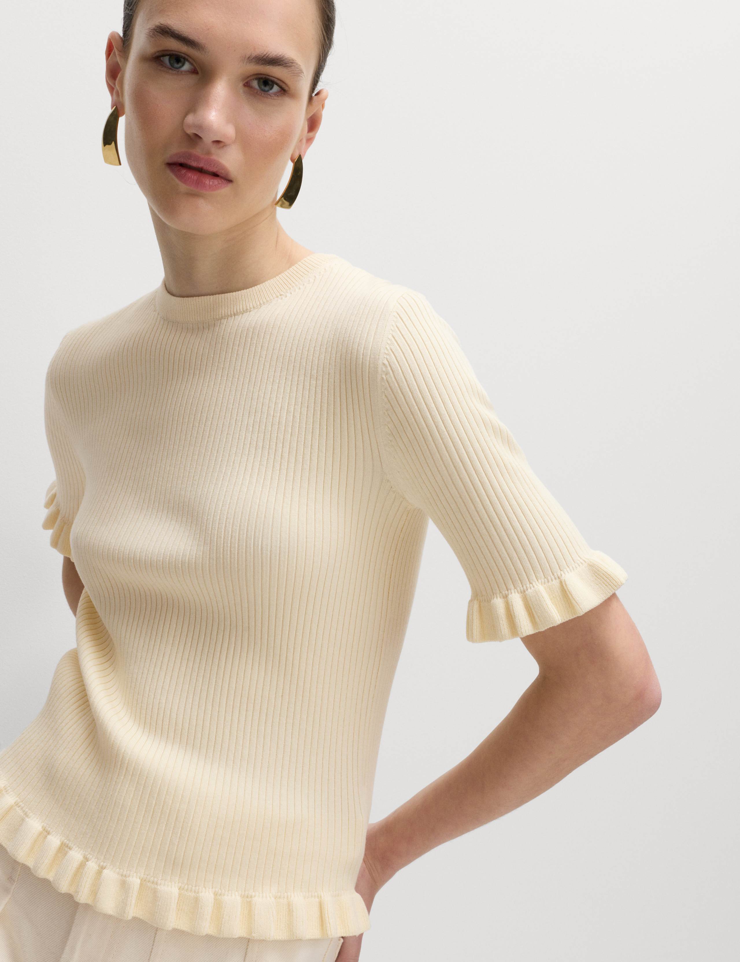 Ribbed Frill Detail Knitted Top 1 of 5