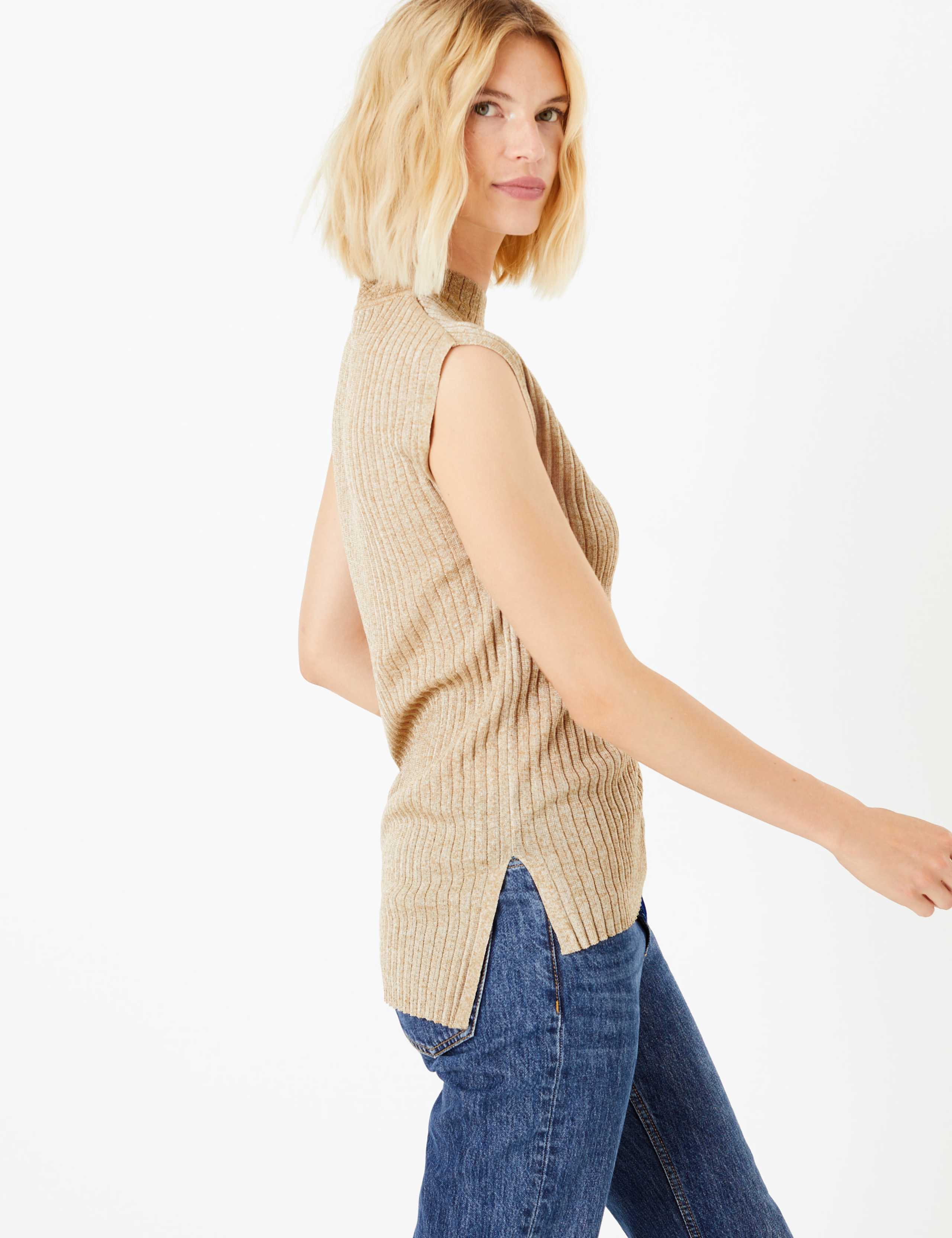 Sheer Turtle Neck Knitted Tunic Top 1 of 4
