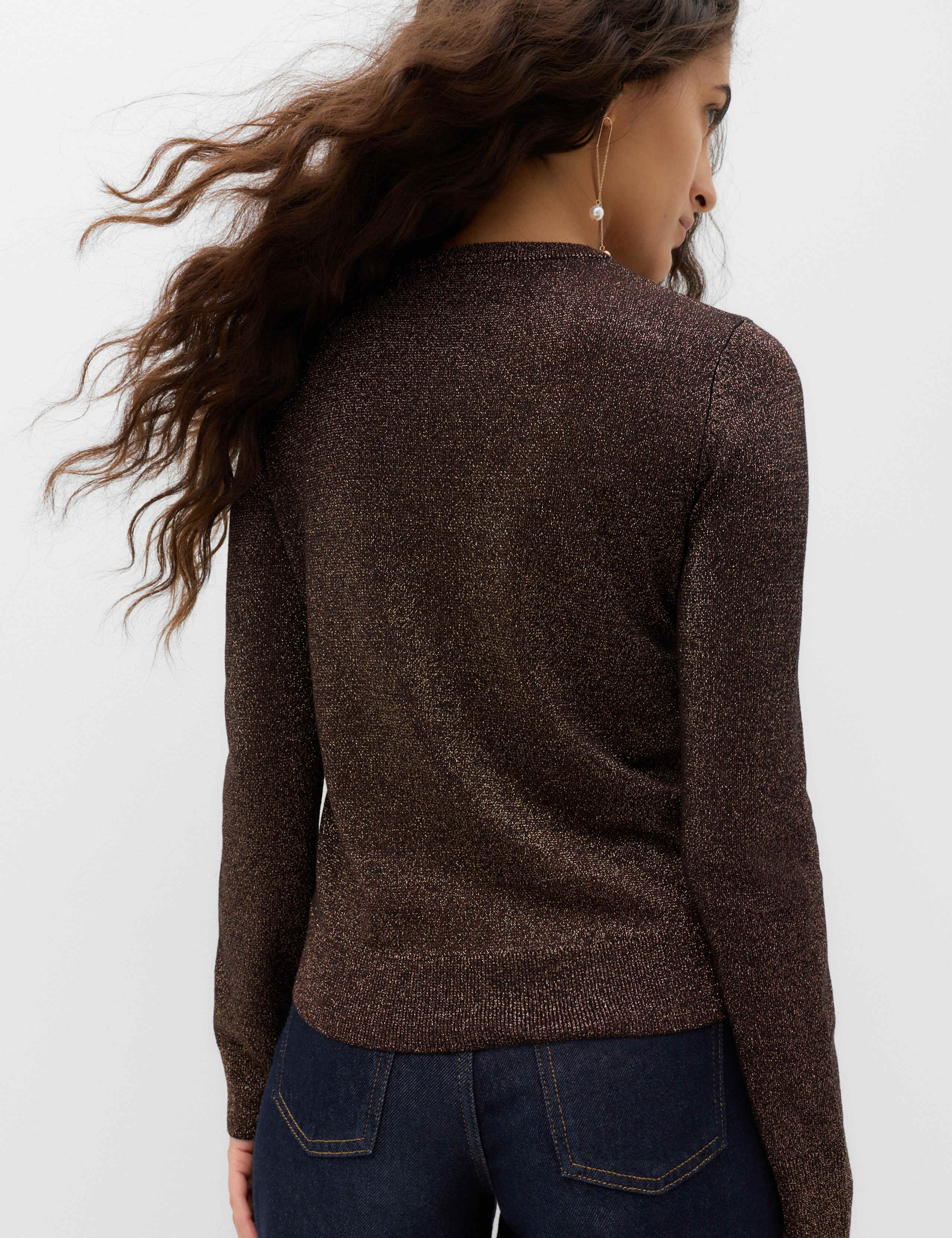Rayon Rich Sparkly Star Crew Neck Fitted Jumper 5 of 6