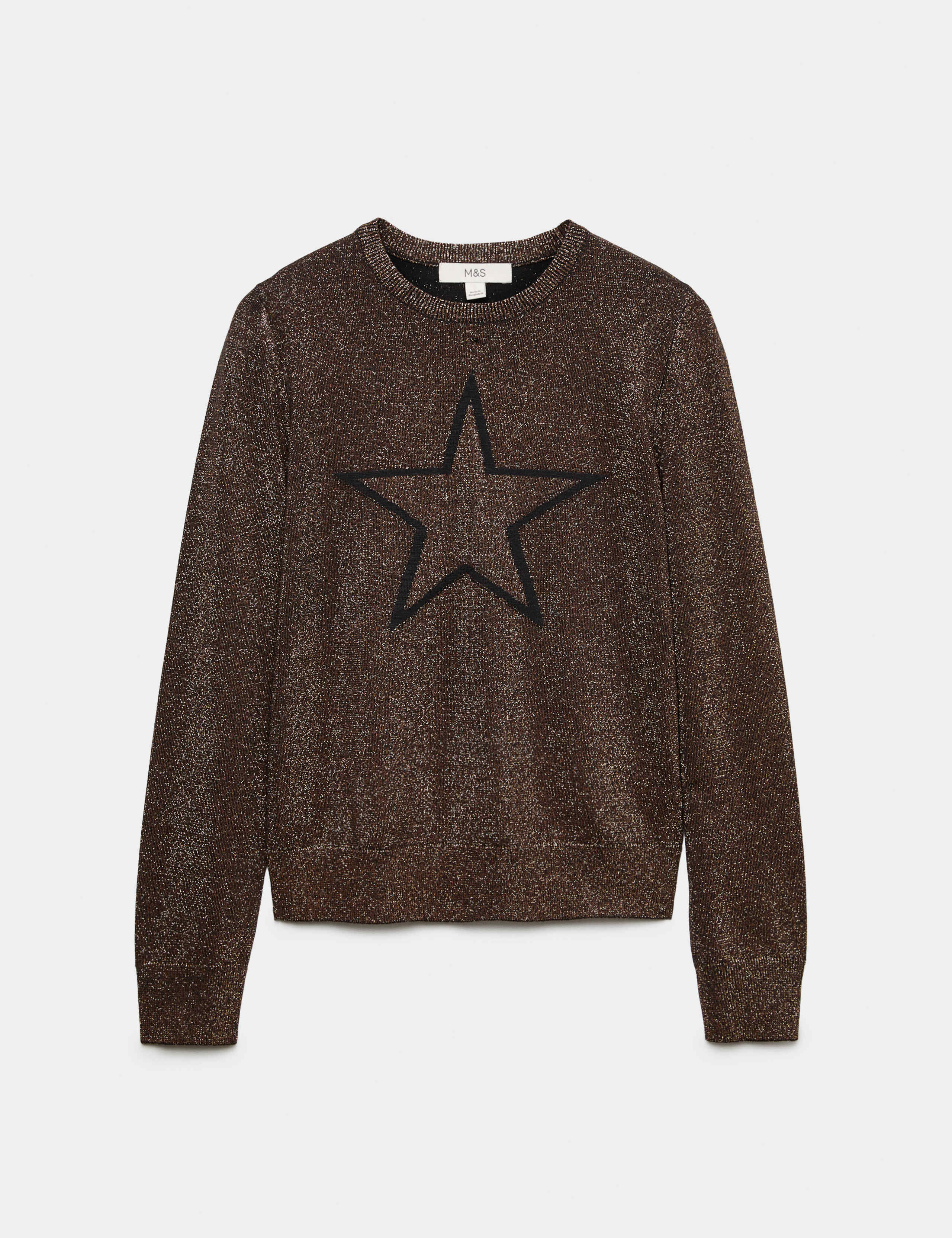 Rayon Rich Sparkly Star Crew Neck Fitted Jumper 2 of 6