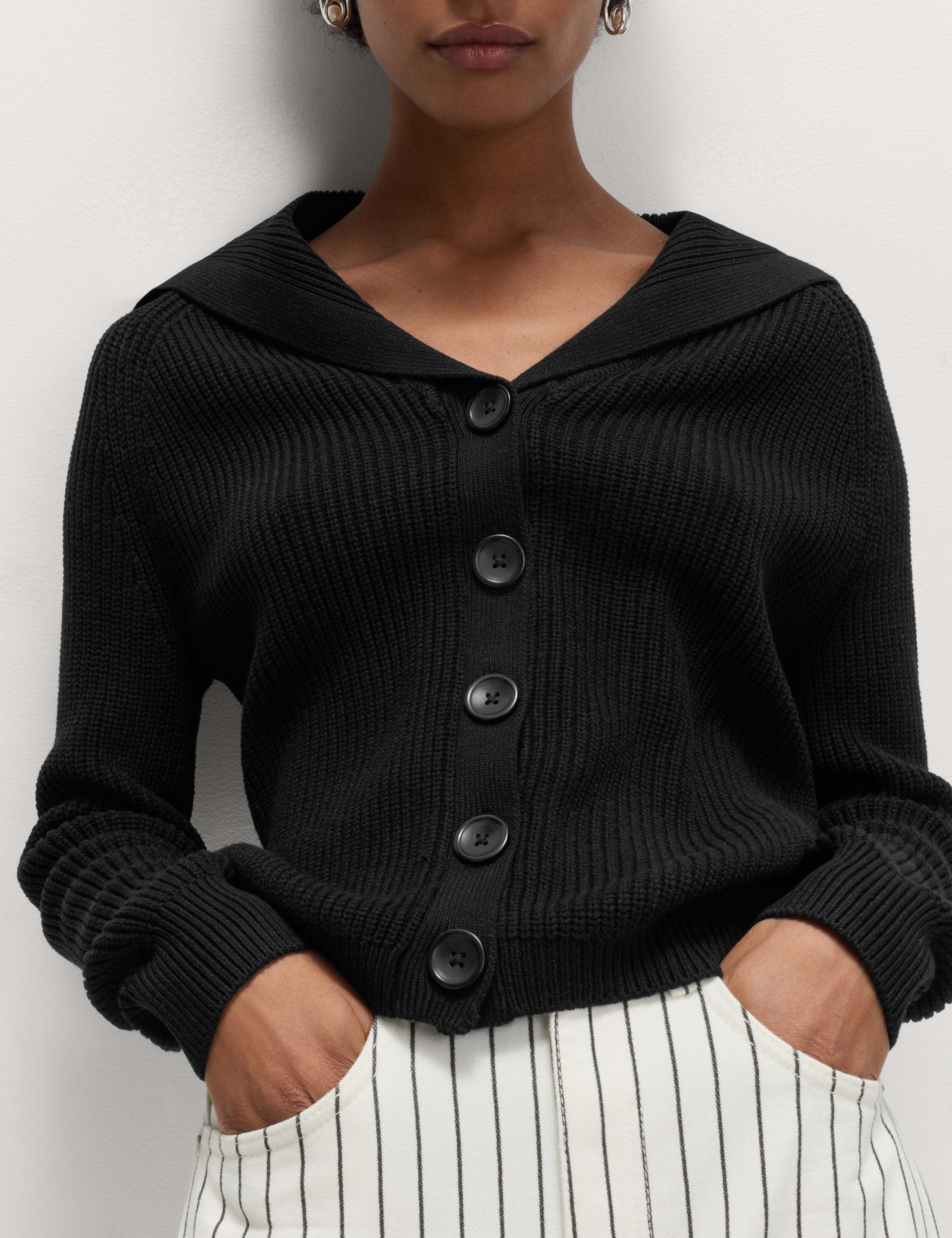 Collared V-Neck Button Through Cardigan 1 of 6