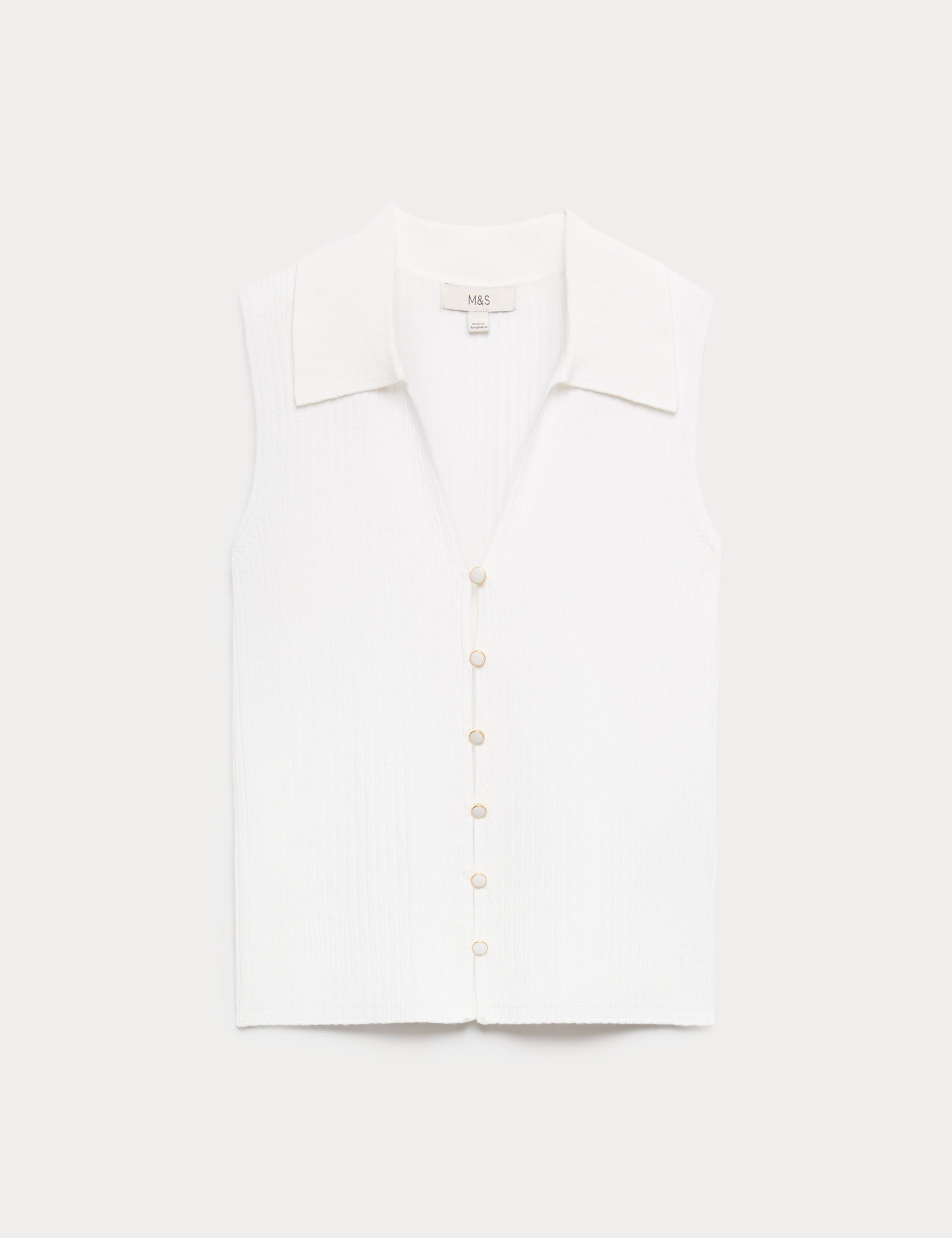 Ribbed Collared Slim Fit Knitted Top 2 of 5