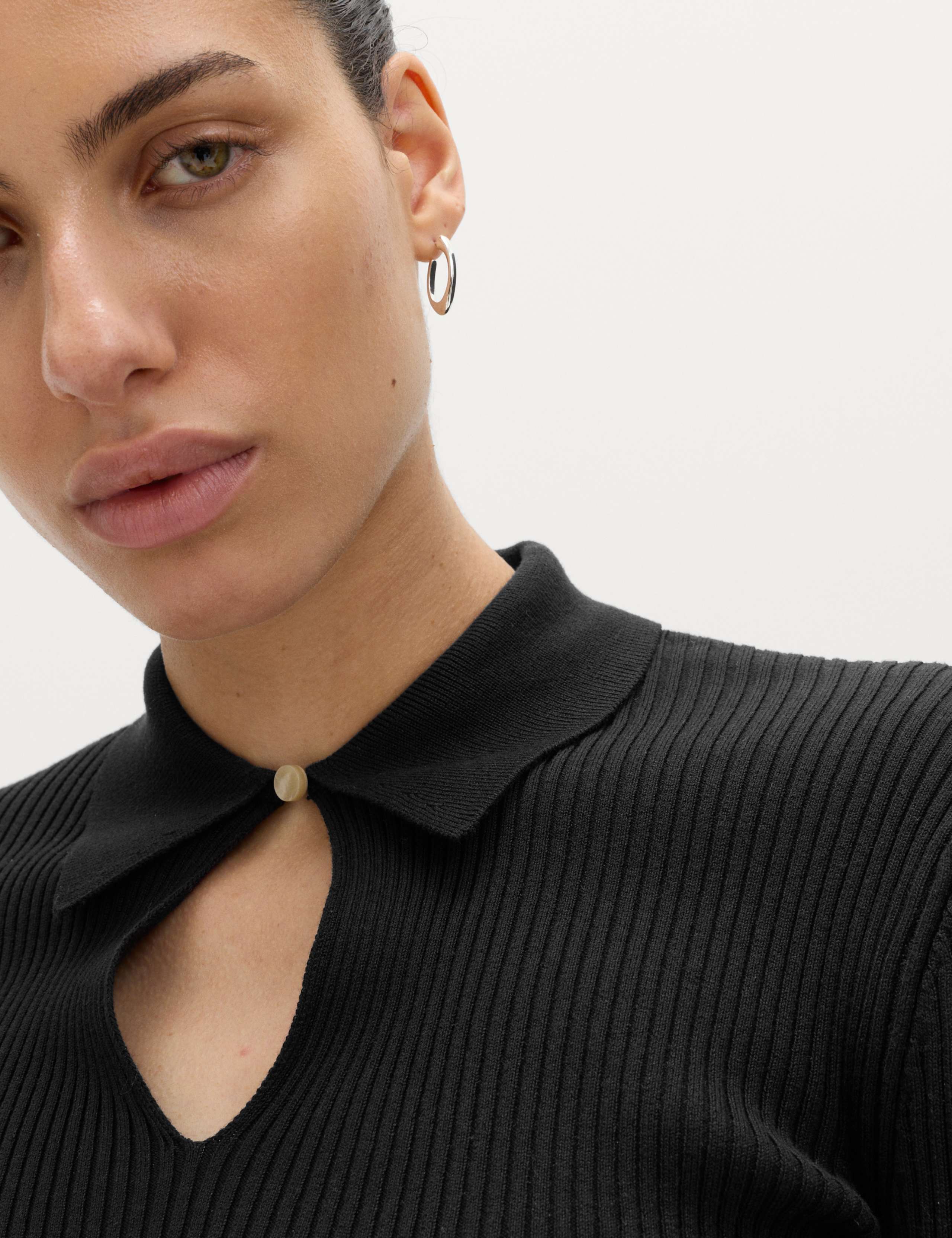 Ribbed Collared Knitted Top 4 of 4