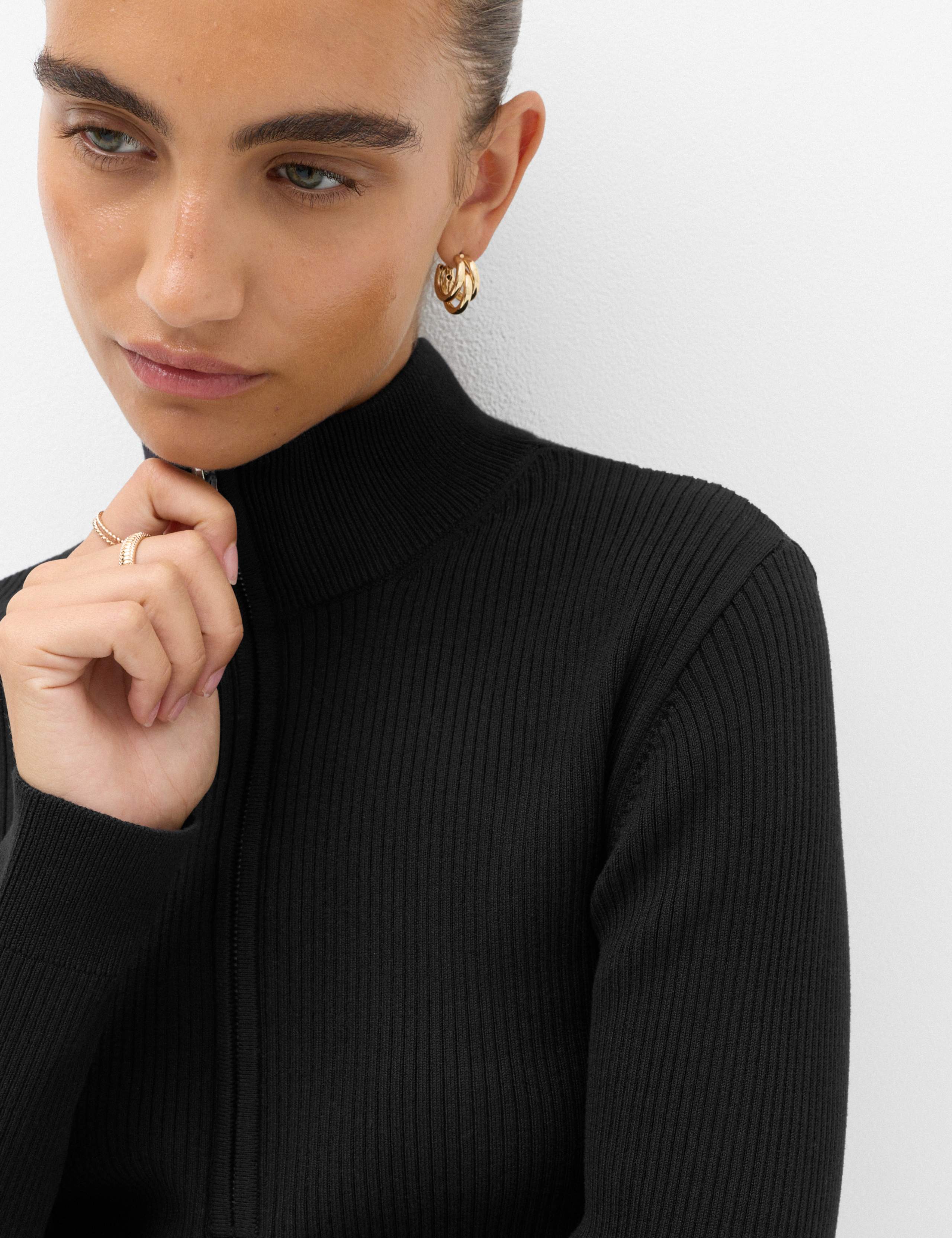 Ribbed Textured Half Zip Fitted Knitted Top 4 of 5