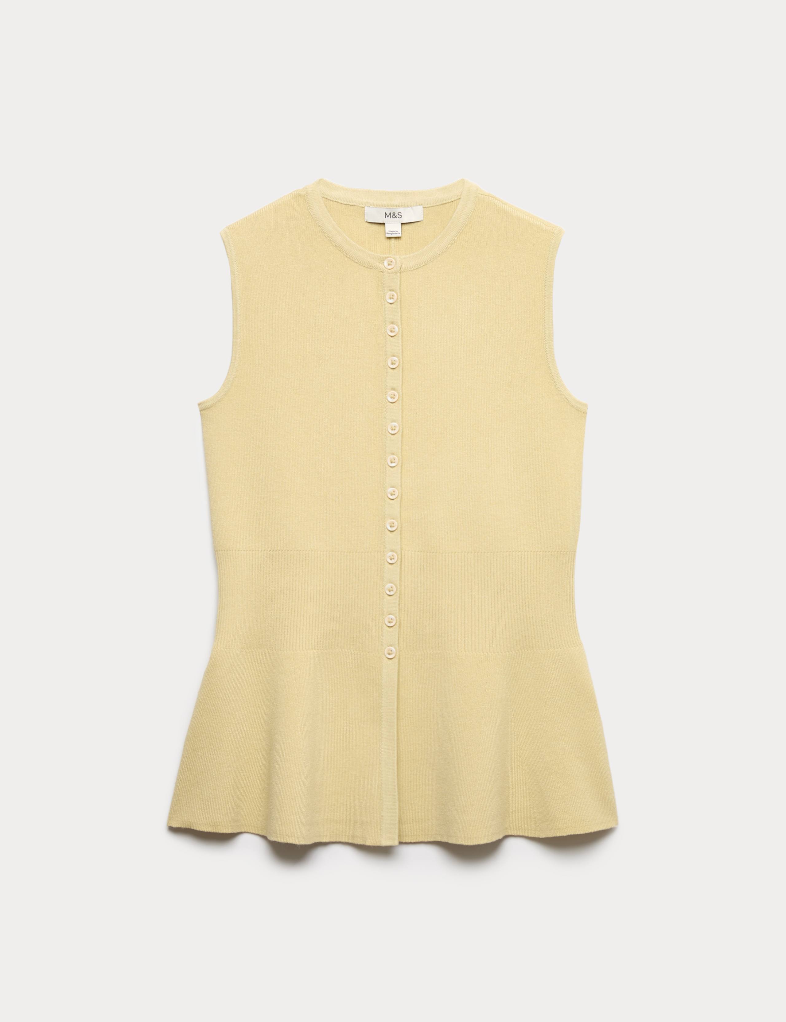 Ribbed Peplum Waisted Knitted Waistcoat 2 of 5
