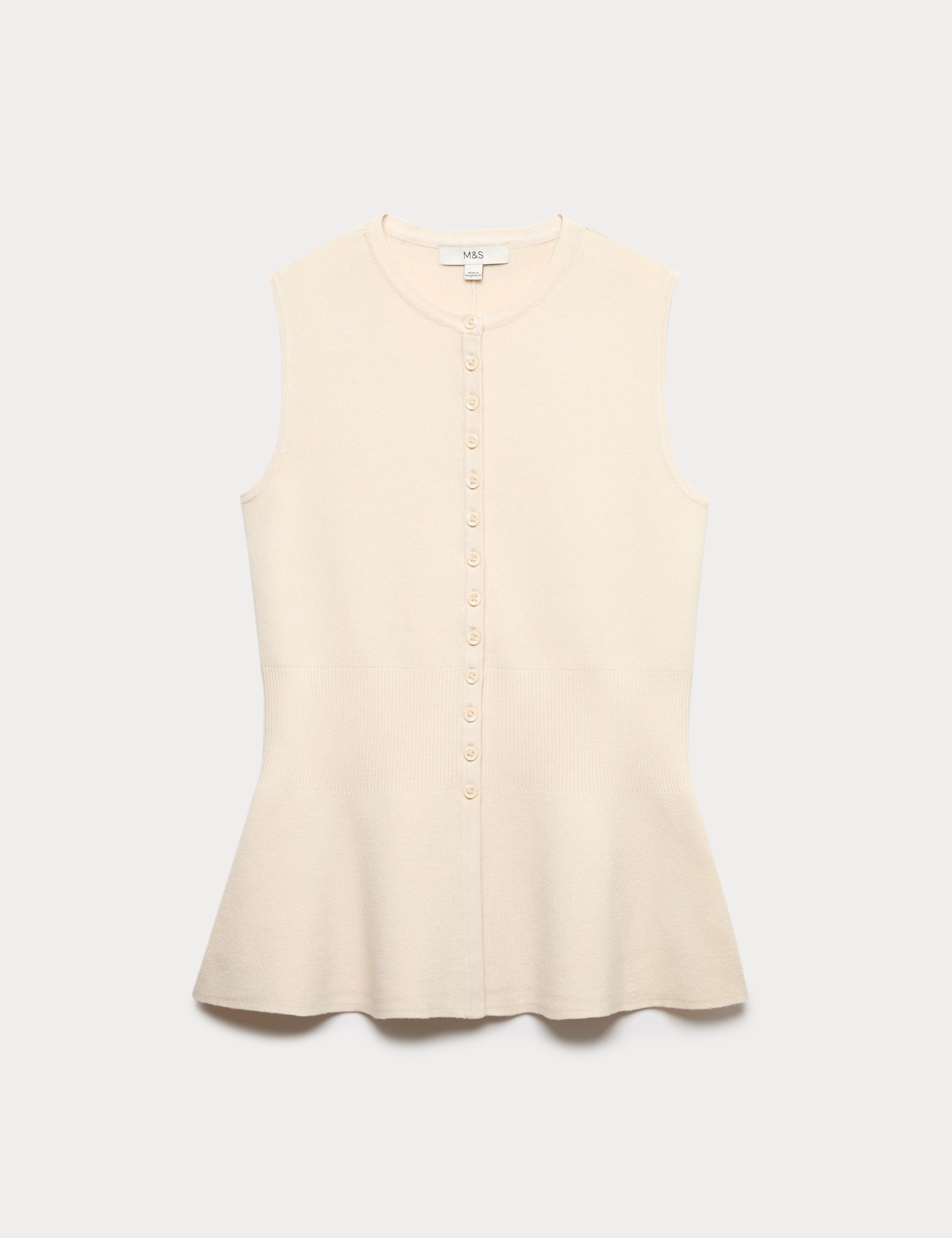 Ribbed Peplum Waisted Knitted Waistcoat 2 of 6