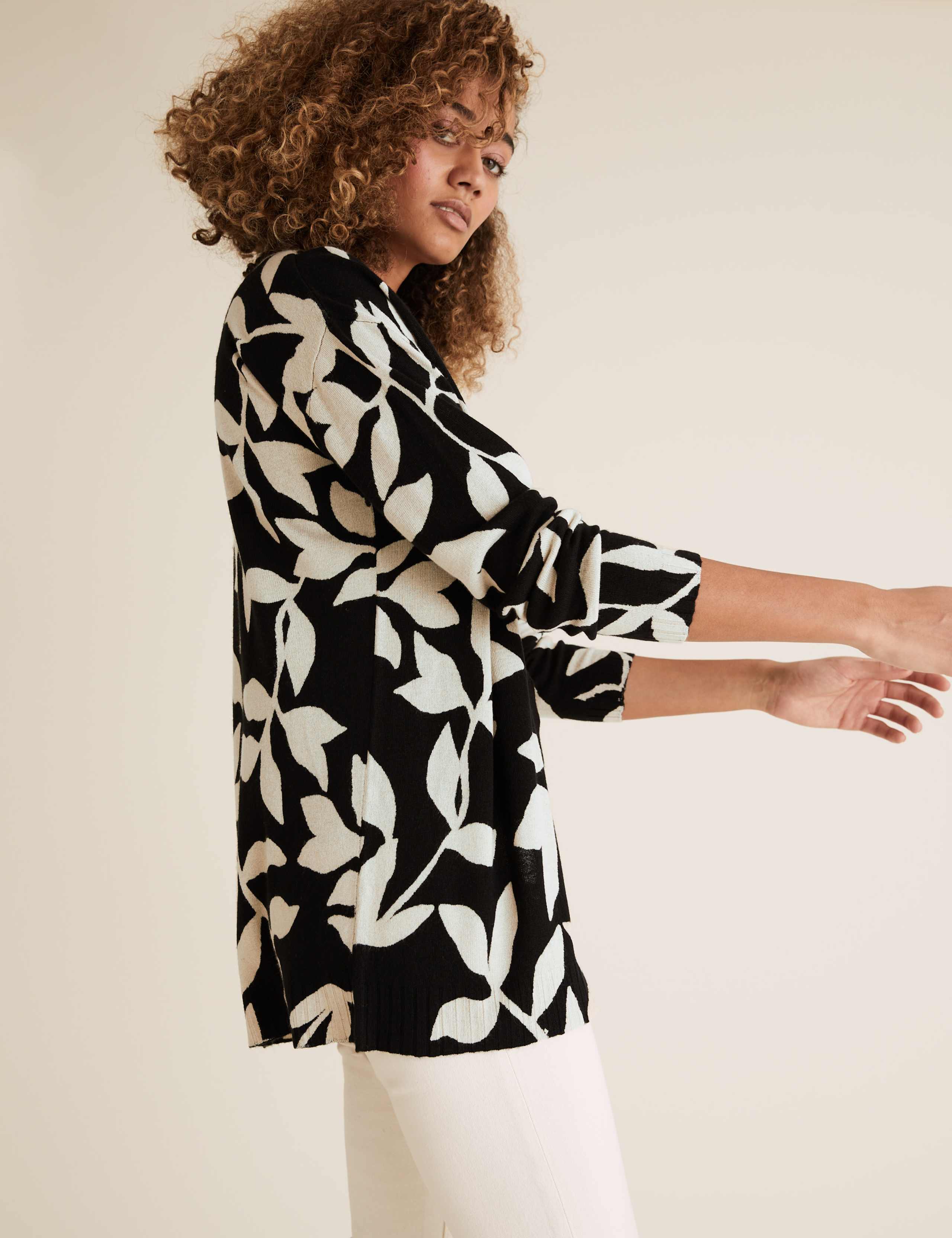 Leaf Print Longline Cardigan 4 of 5