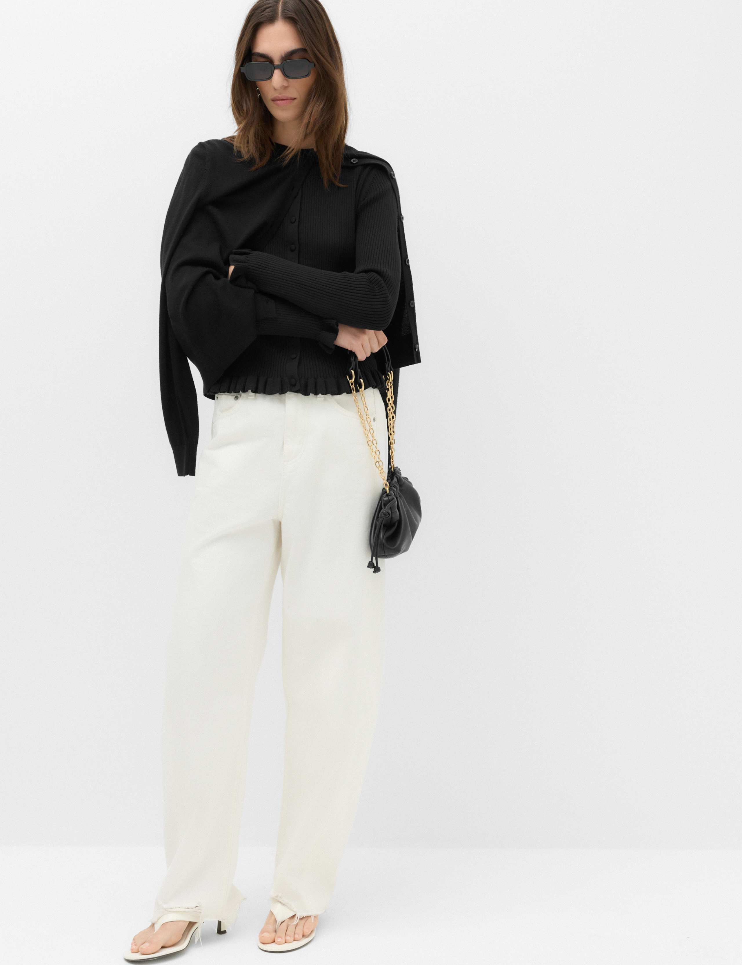 Ribbed Frill Detail Slim Fit Cardigan 6 of 6