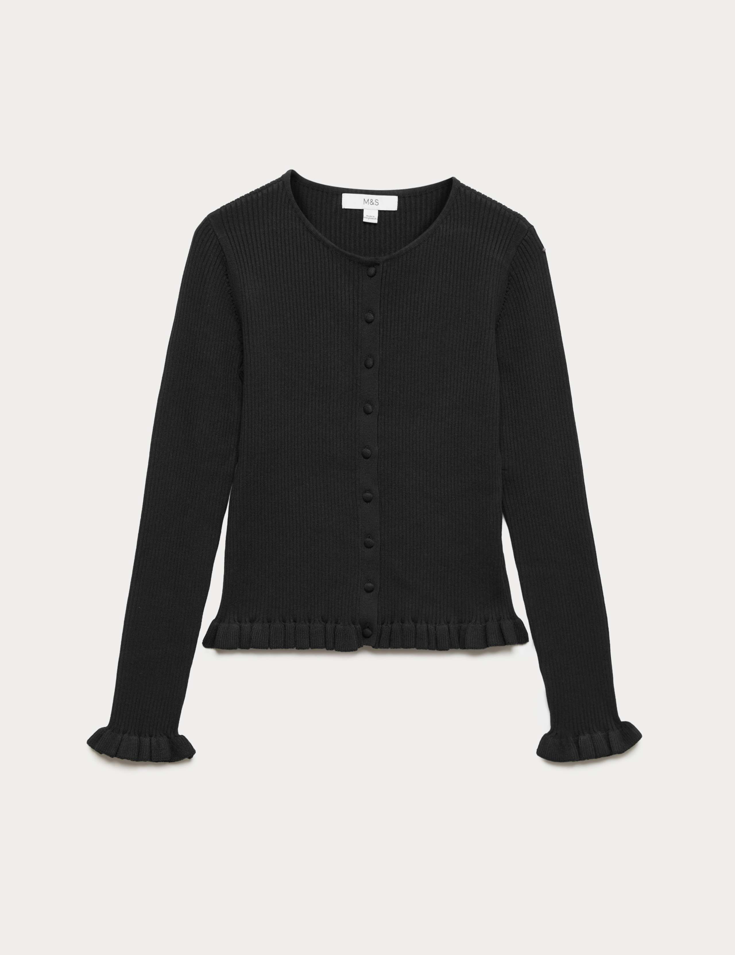Ribbed Frill Detail Slim Fit Cardigan 2 of 6