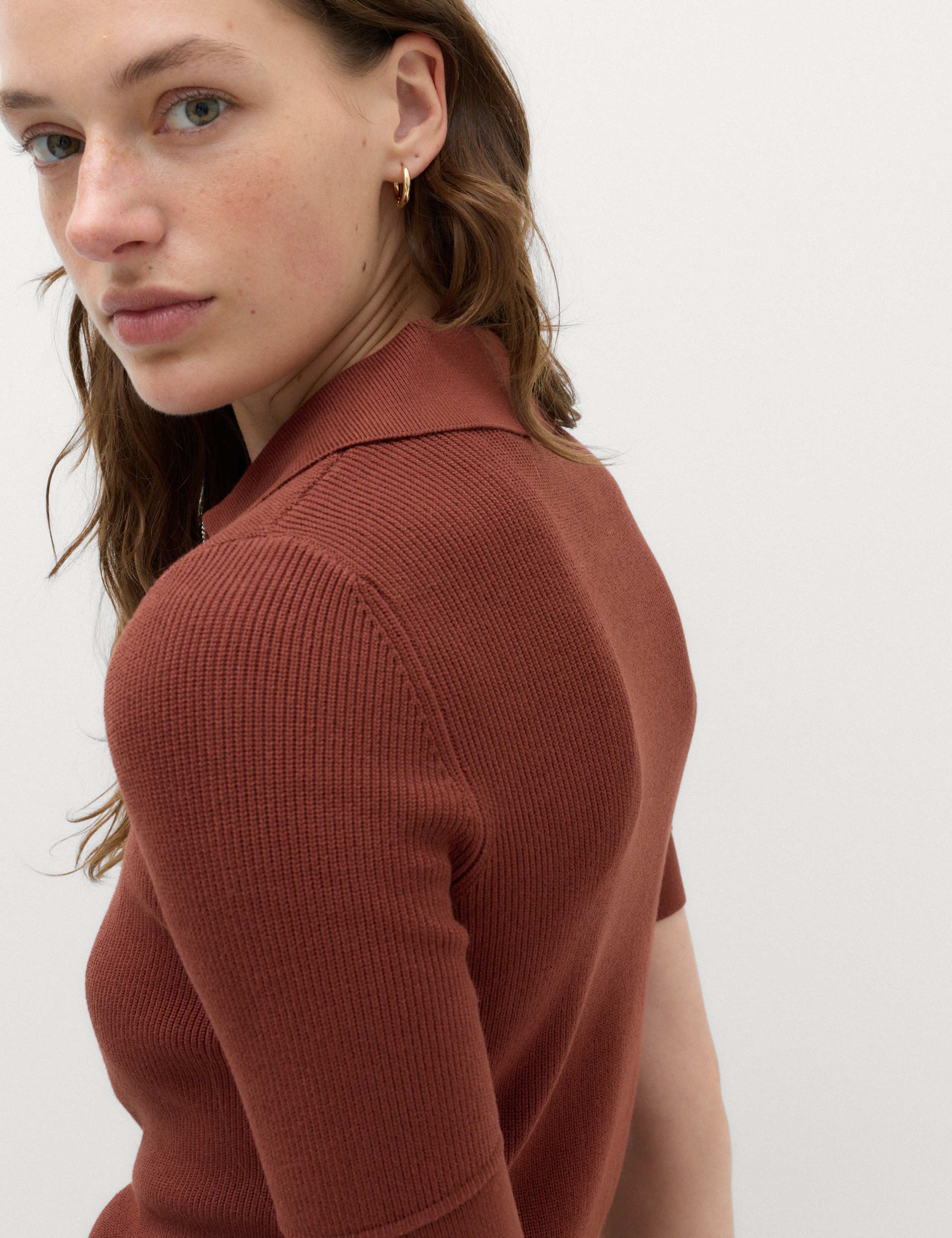 Collared Zip Up Slim Fit Cardigan 3 of 6