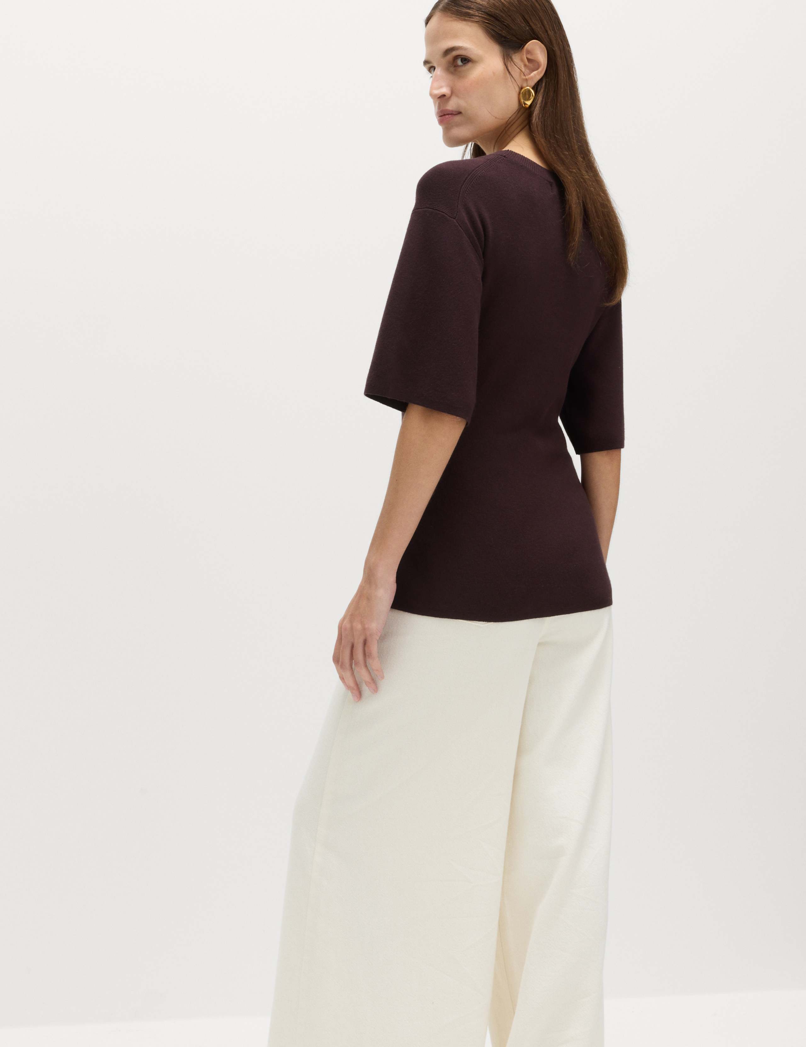 Crew Neck Waisted Slim Fit Knitted Top 3 of 5