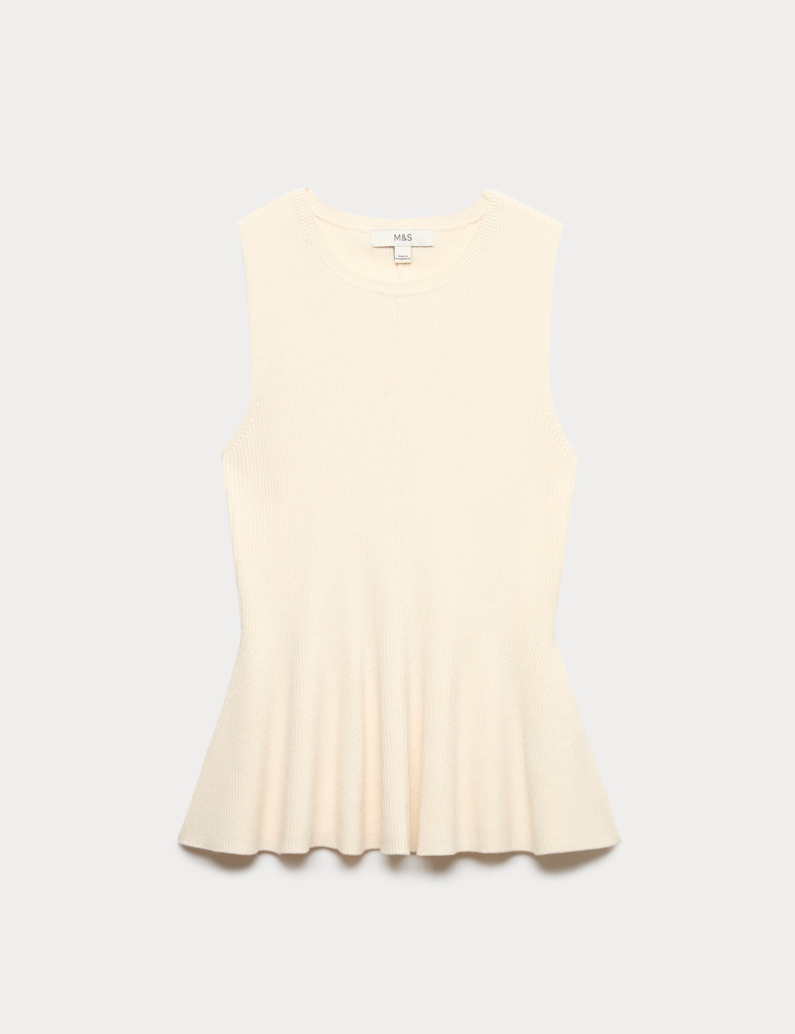 Ribbed Peplum Knitted Vest 2 of 6