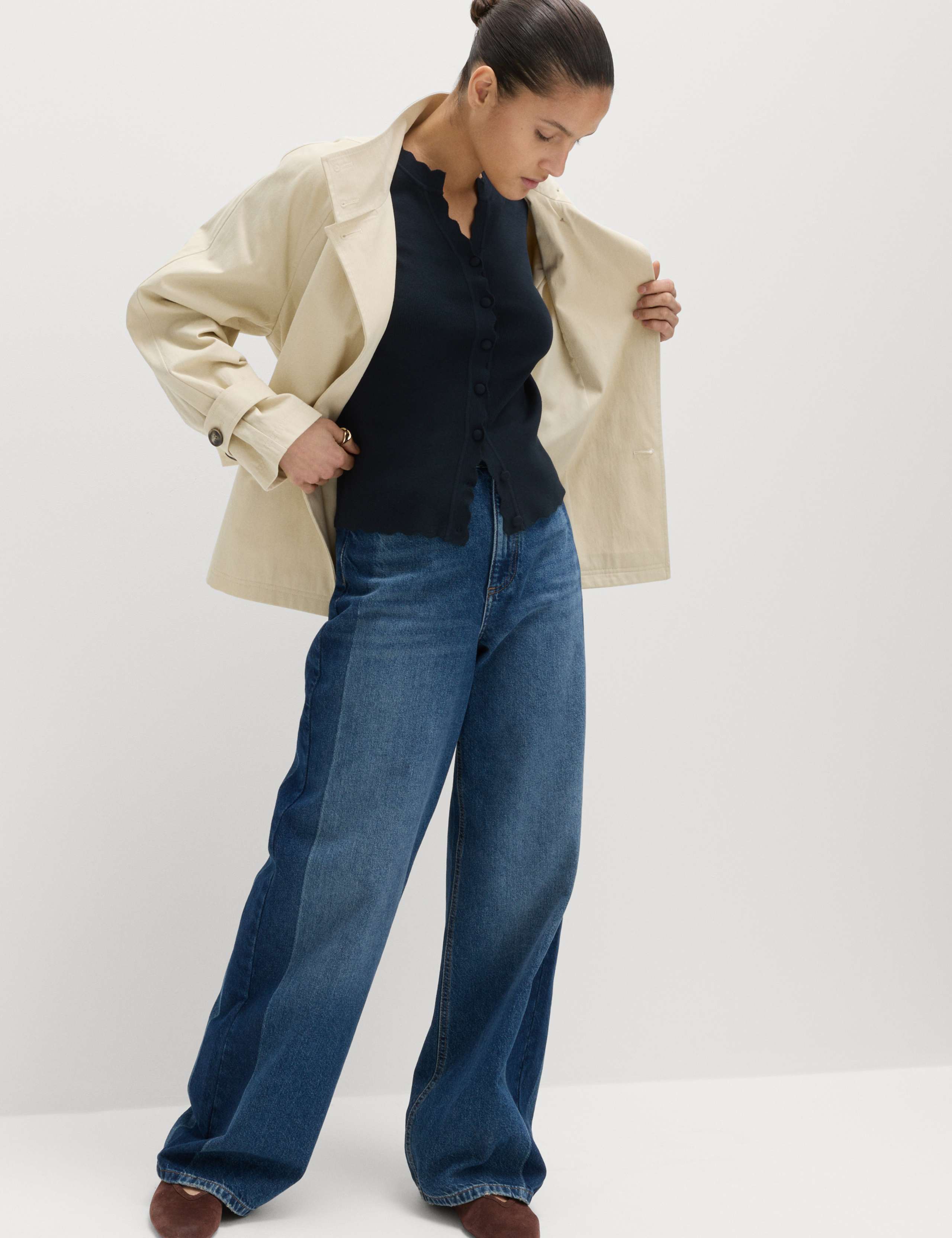 Ribbed Scallop Edge Slim Fit Cardigan 3 of 6