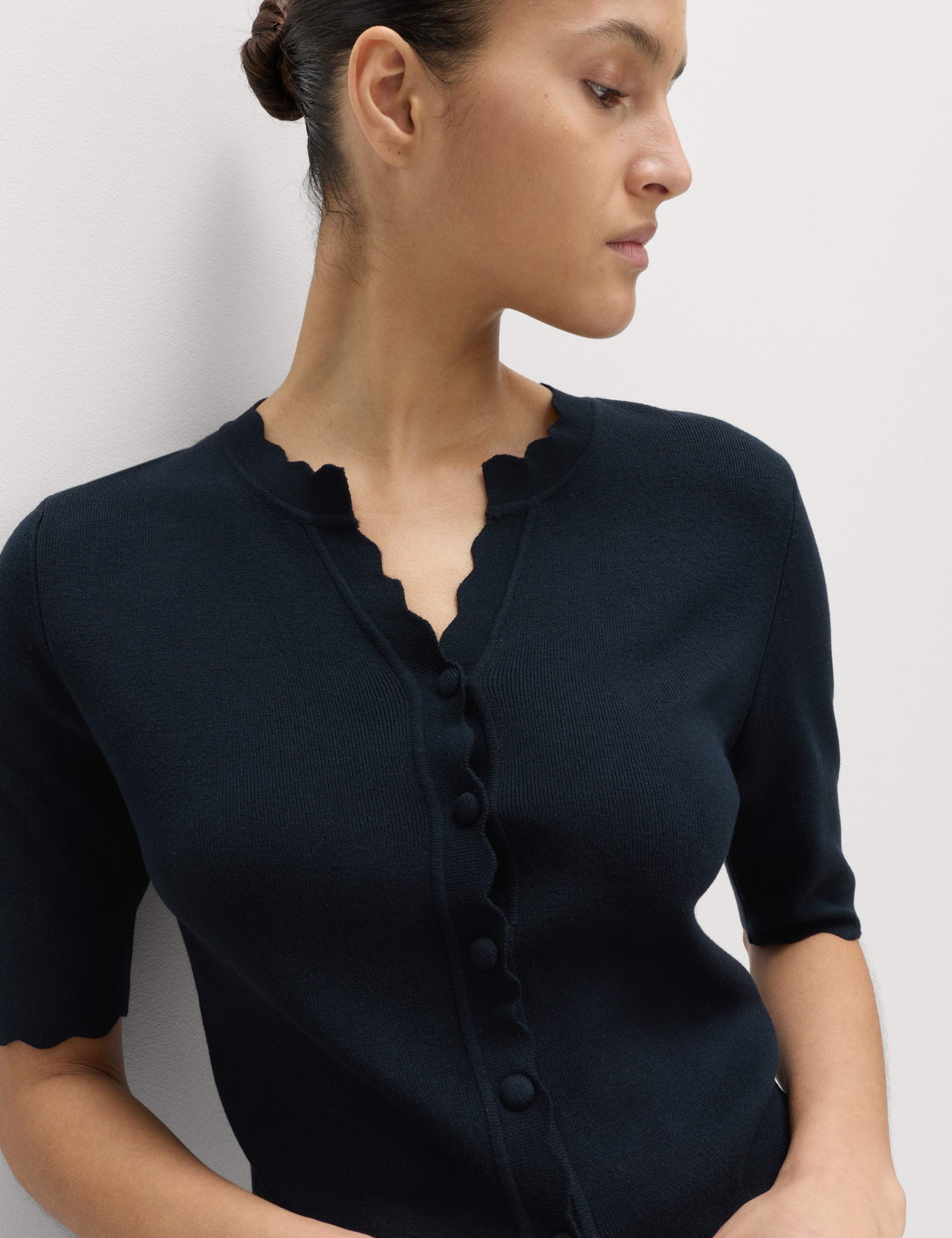 Ribbed Scallop Edge Slim Fit Cardigan 6 of 6