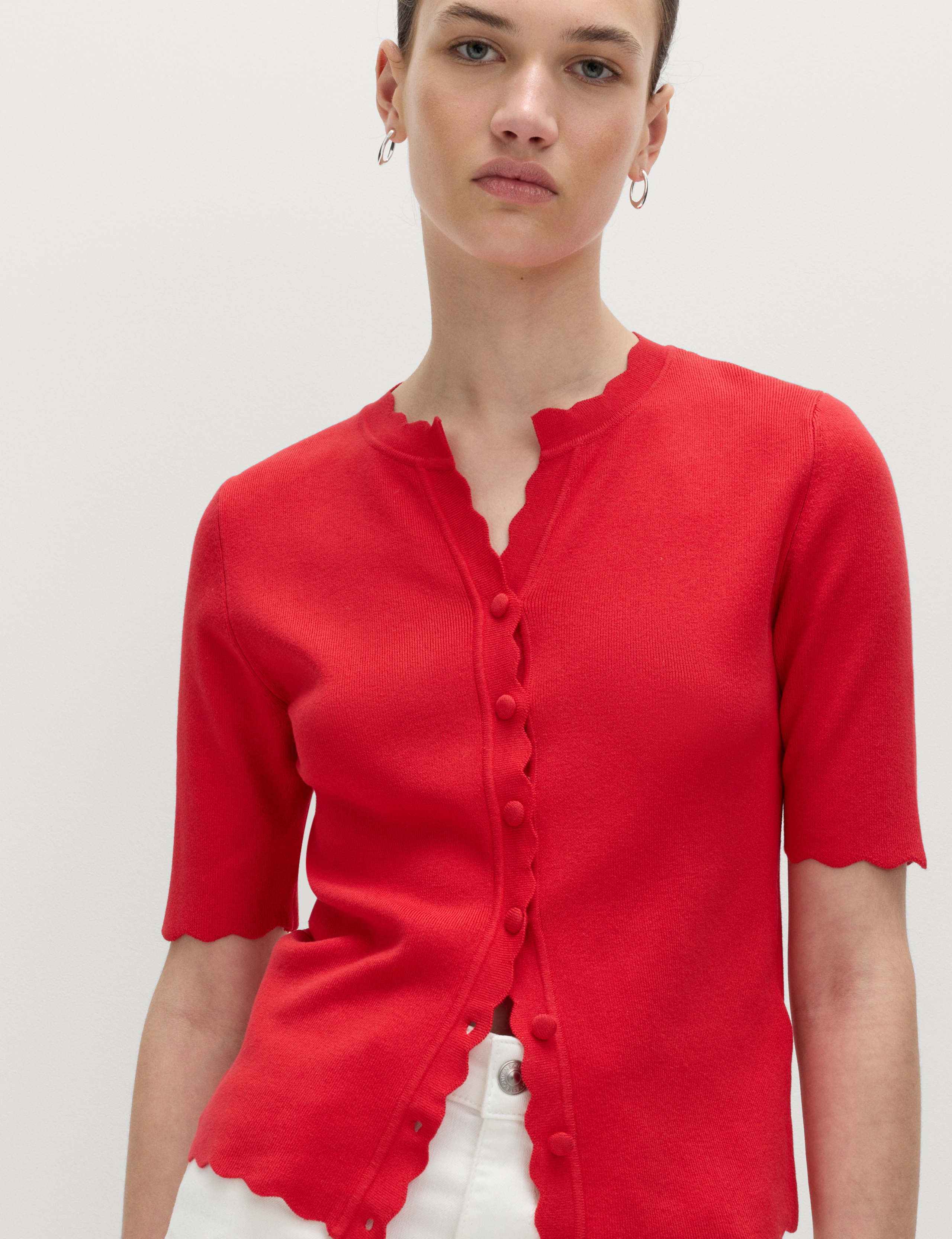 Ribbed Scallop Edge Slim Fit Cardigan 4 of 6