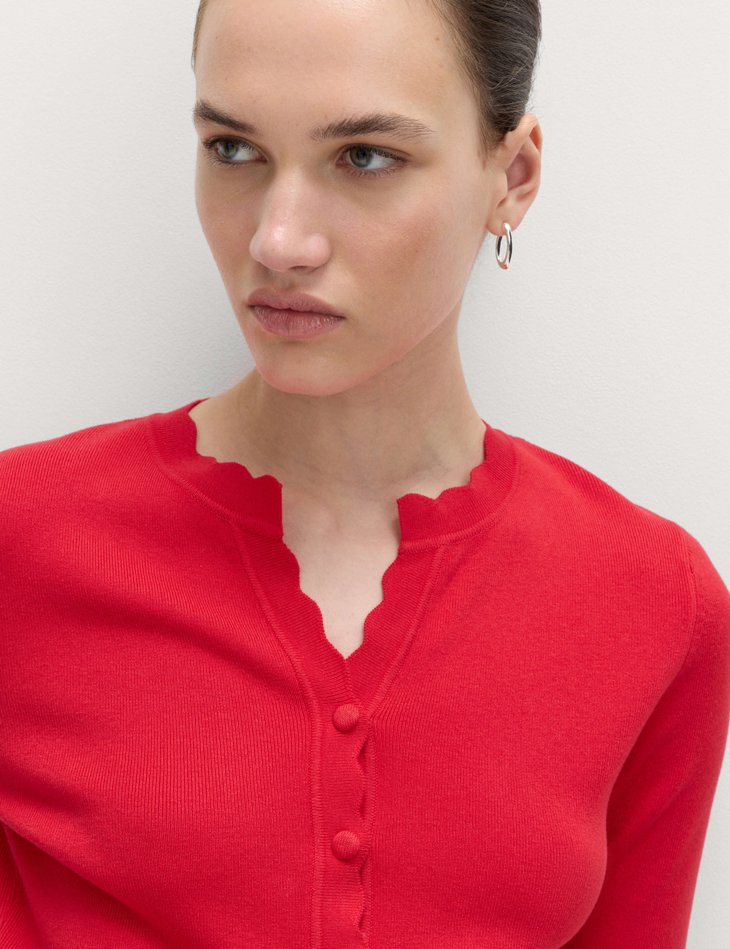 Ribbed Scallop Edge Slim Fit Cardigan 5 of 6