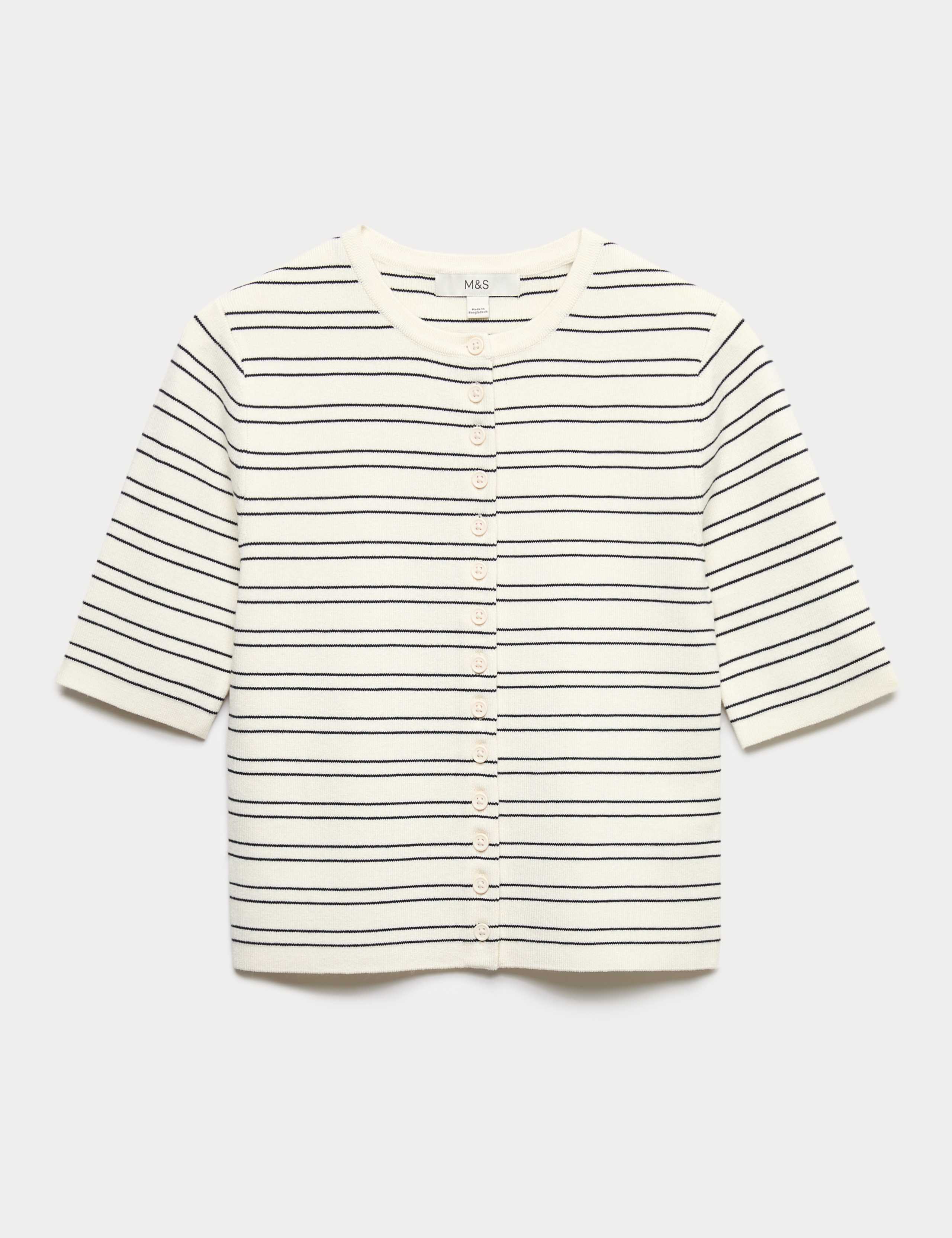 Striped Crew Neck Cropped Cardigan 2 of 5