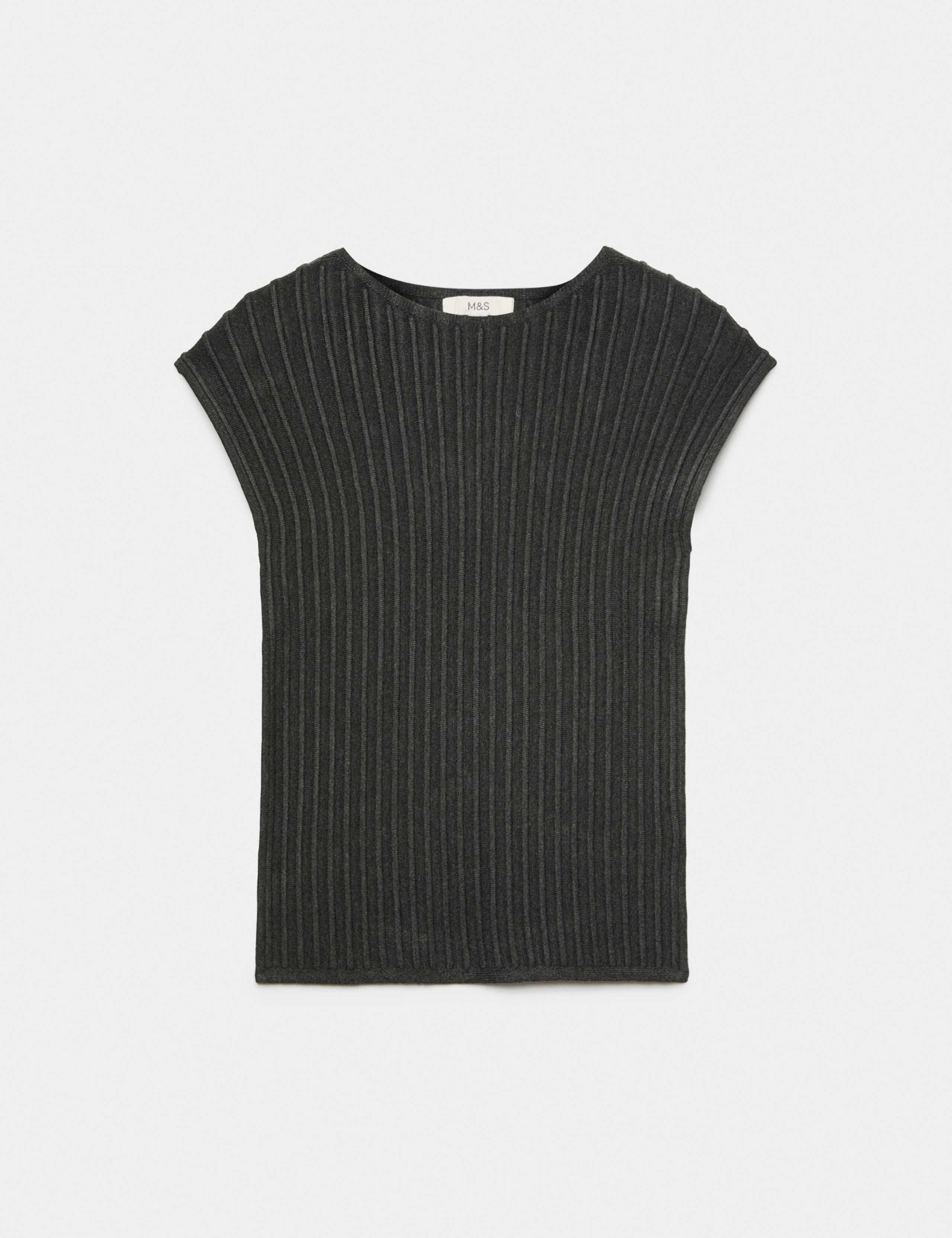 Ribbed Slash Neck Fitted Knitted Top 2 of 6