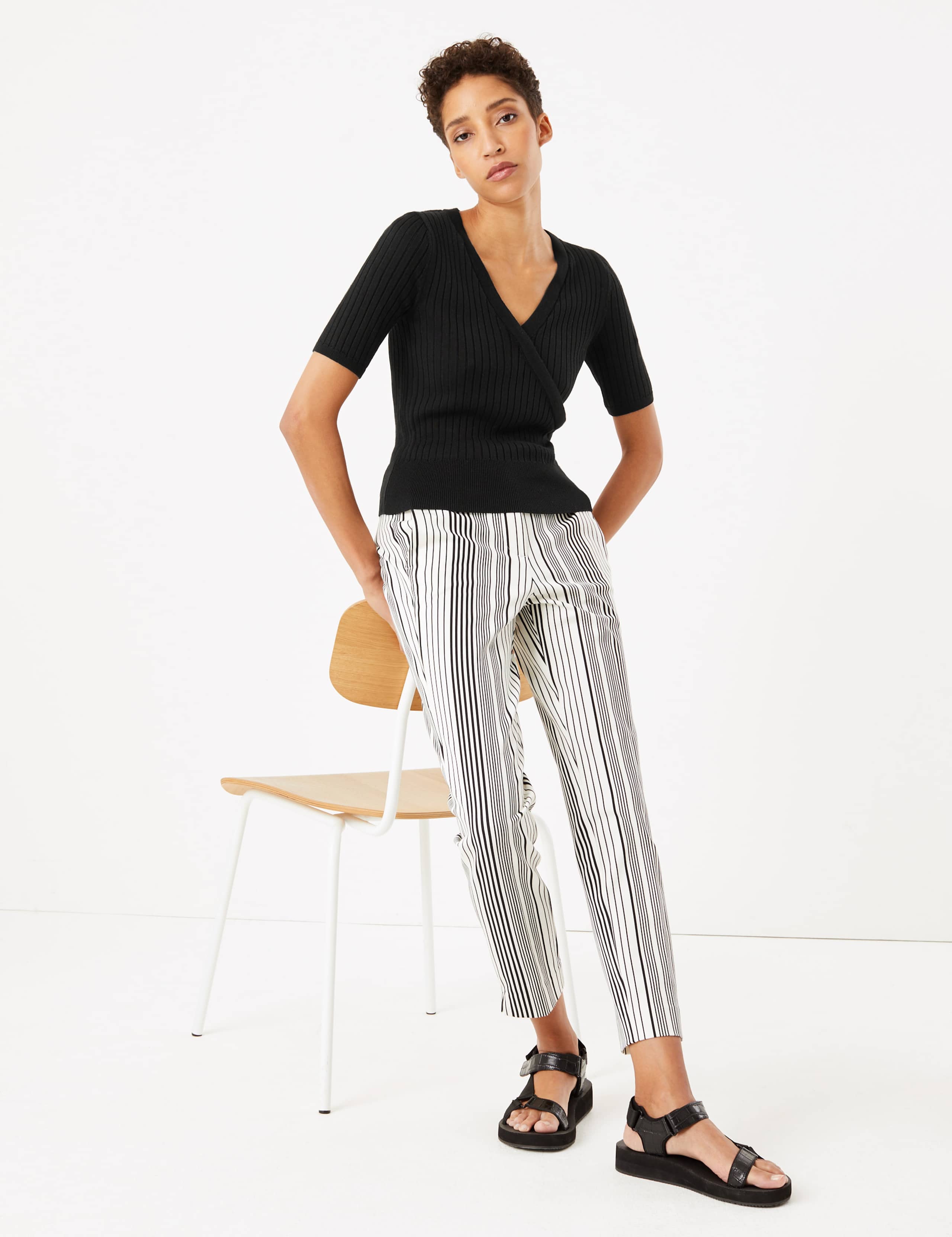Knitted V-Neck Mock Wrap Top 3 of 4