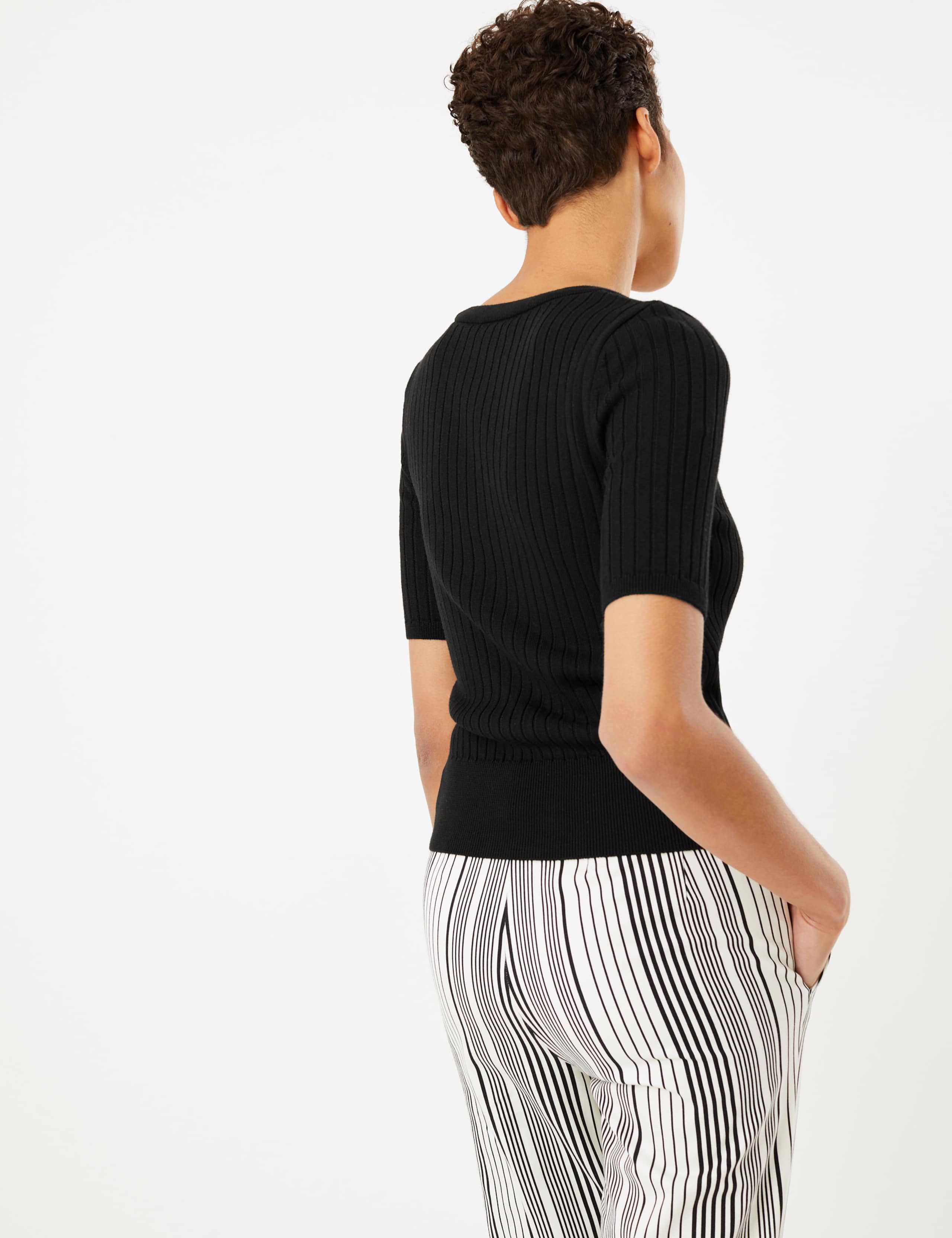 Knitted V-Neck Mock Wrap Top 4 of 4