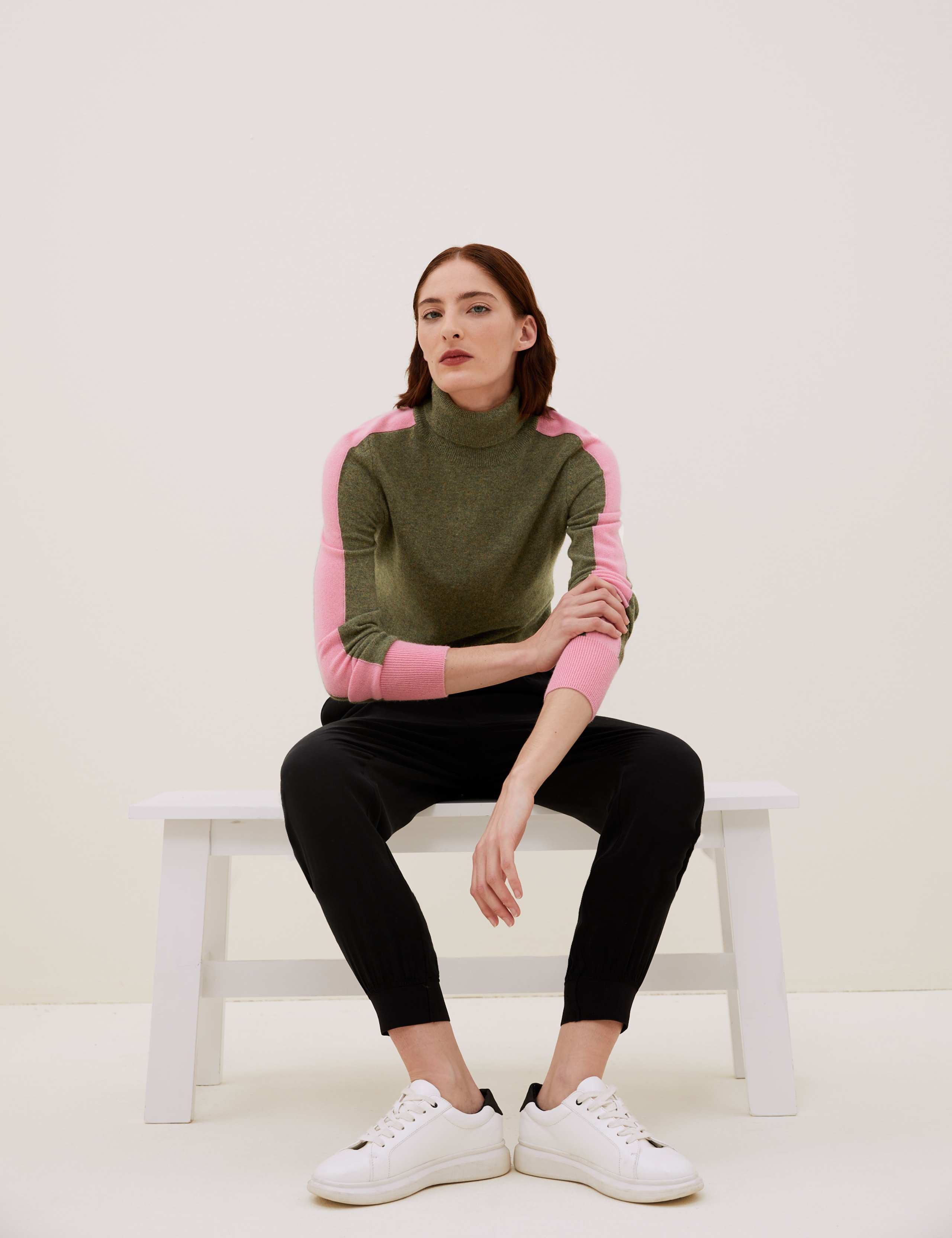 Pure Cashmere Striped Arm Roll Neck Jumper 5 of 6