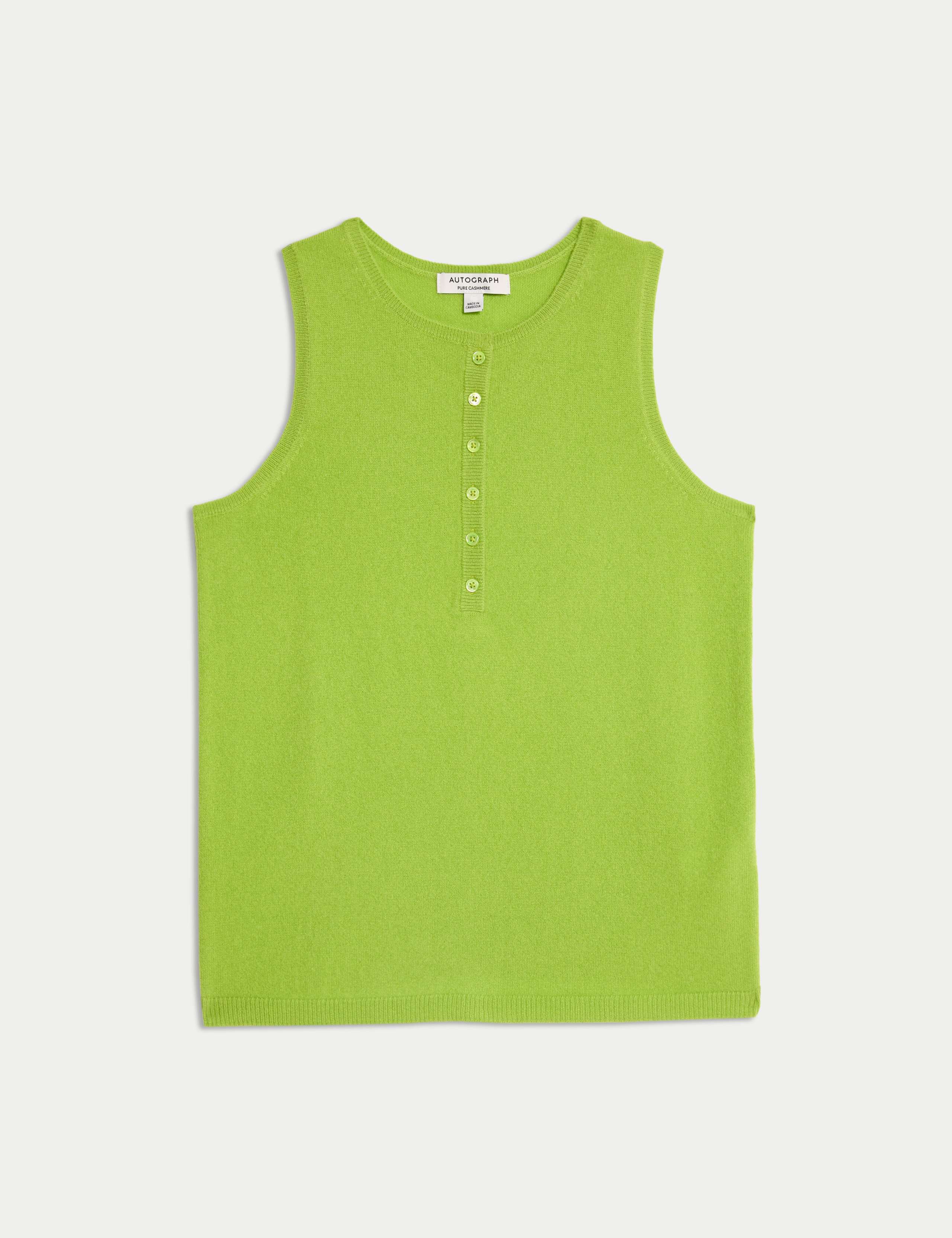 Pure Cashmere Button Detail Fitted Knitted Vest 2 of 8