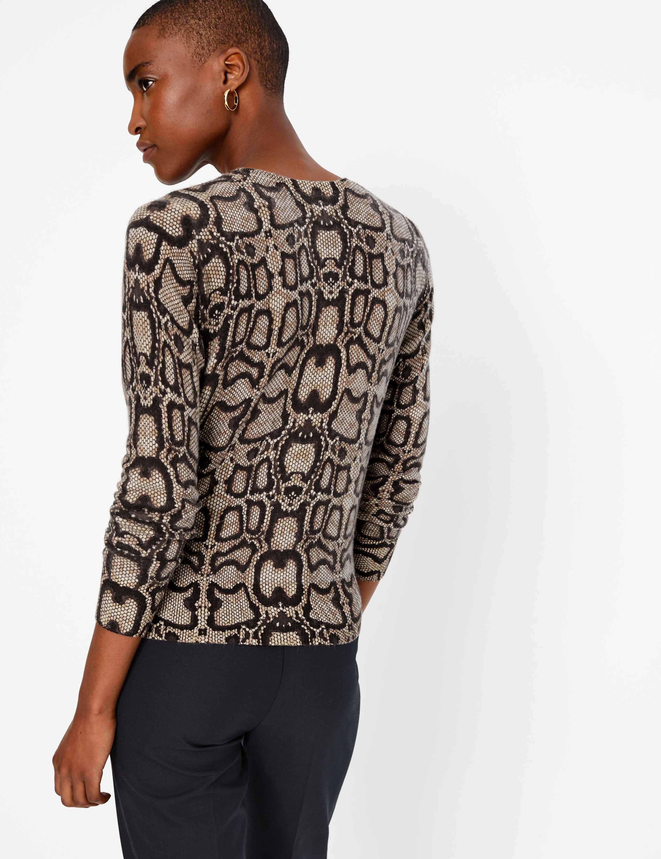 Pure Cashmere Animal Print Cardigan 4 of 4