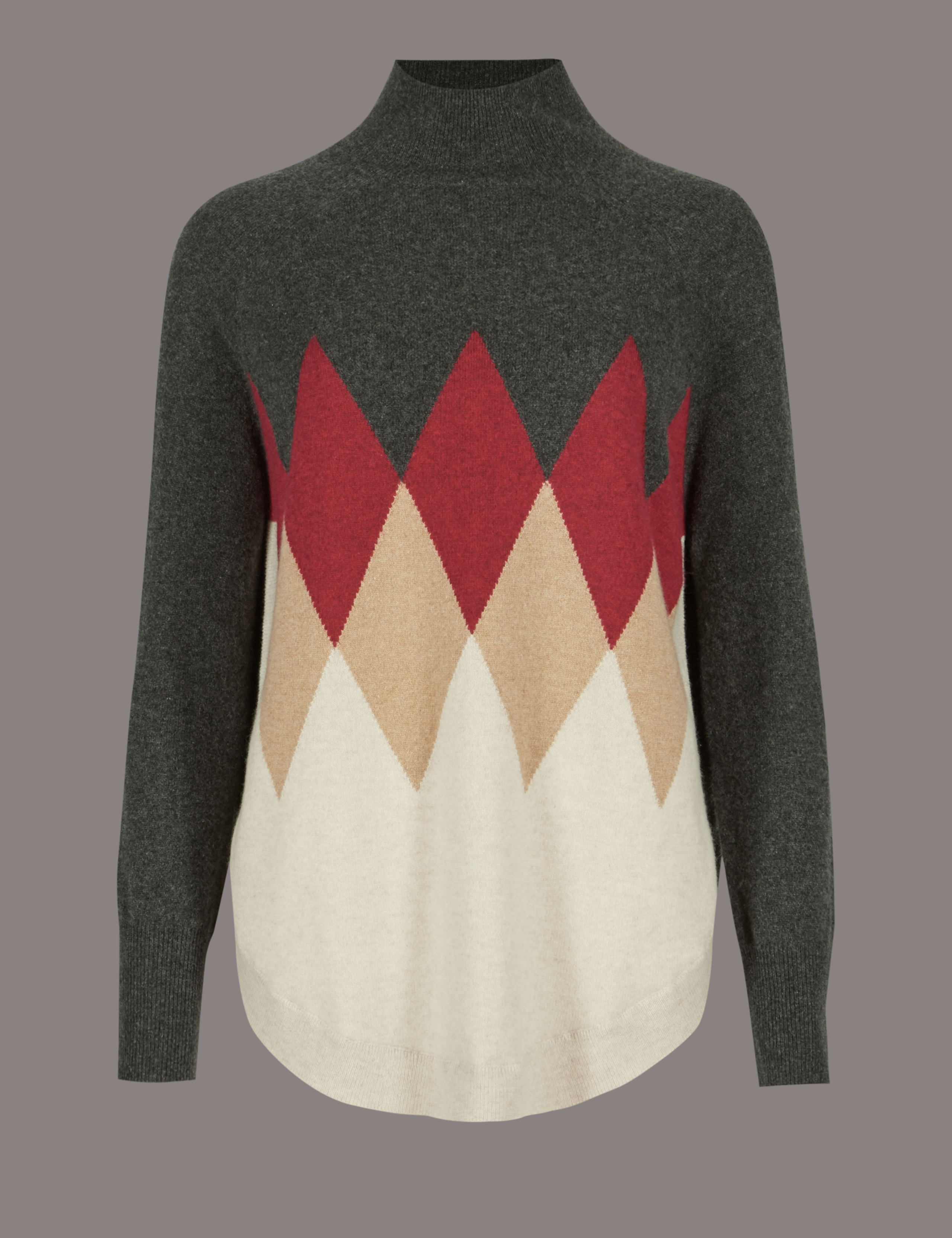 Pure Cashmere Colour Block Curve Hem Jumper 2 of 5