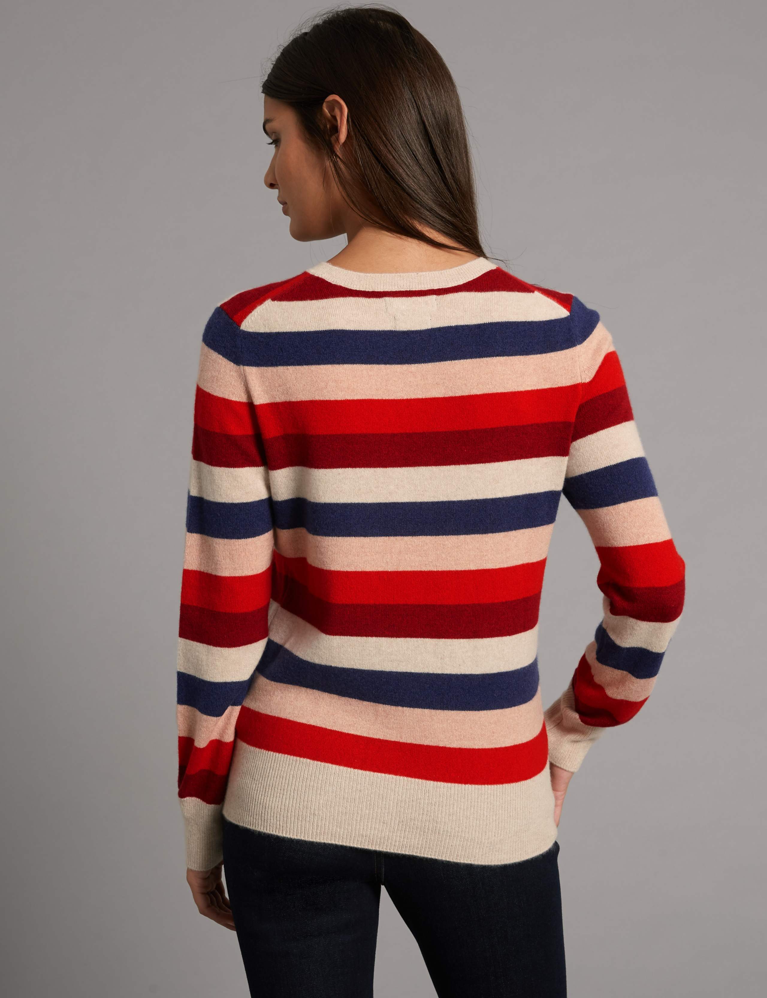 Pure Cashmere Striped Round Neck Jumper 4 of 5