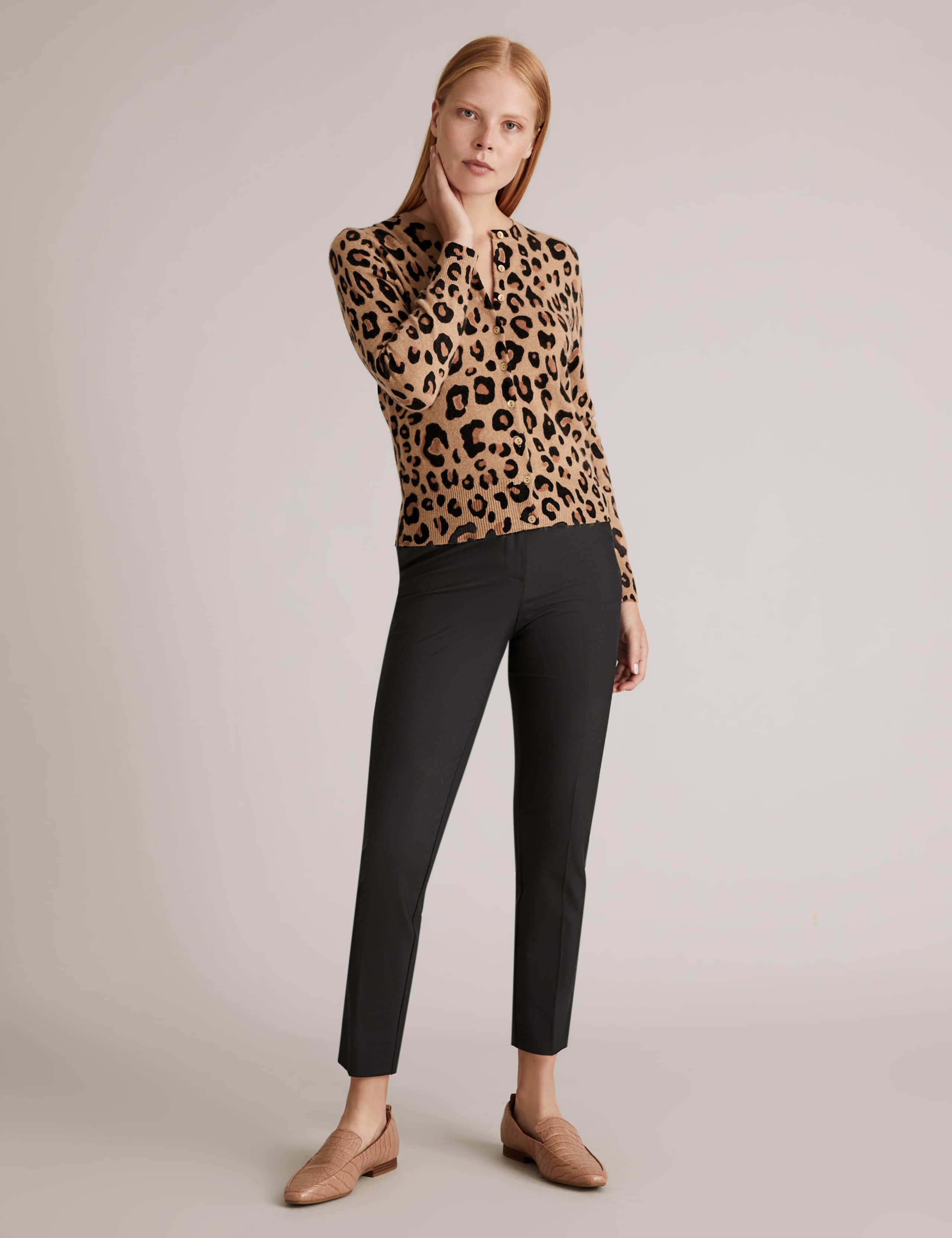 Pure Cashmere Animal Print Crew Cardigan 3 of 4