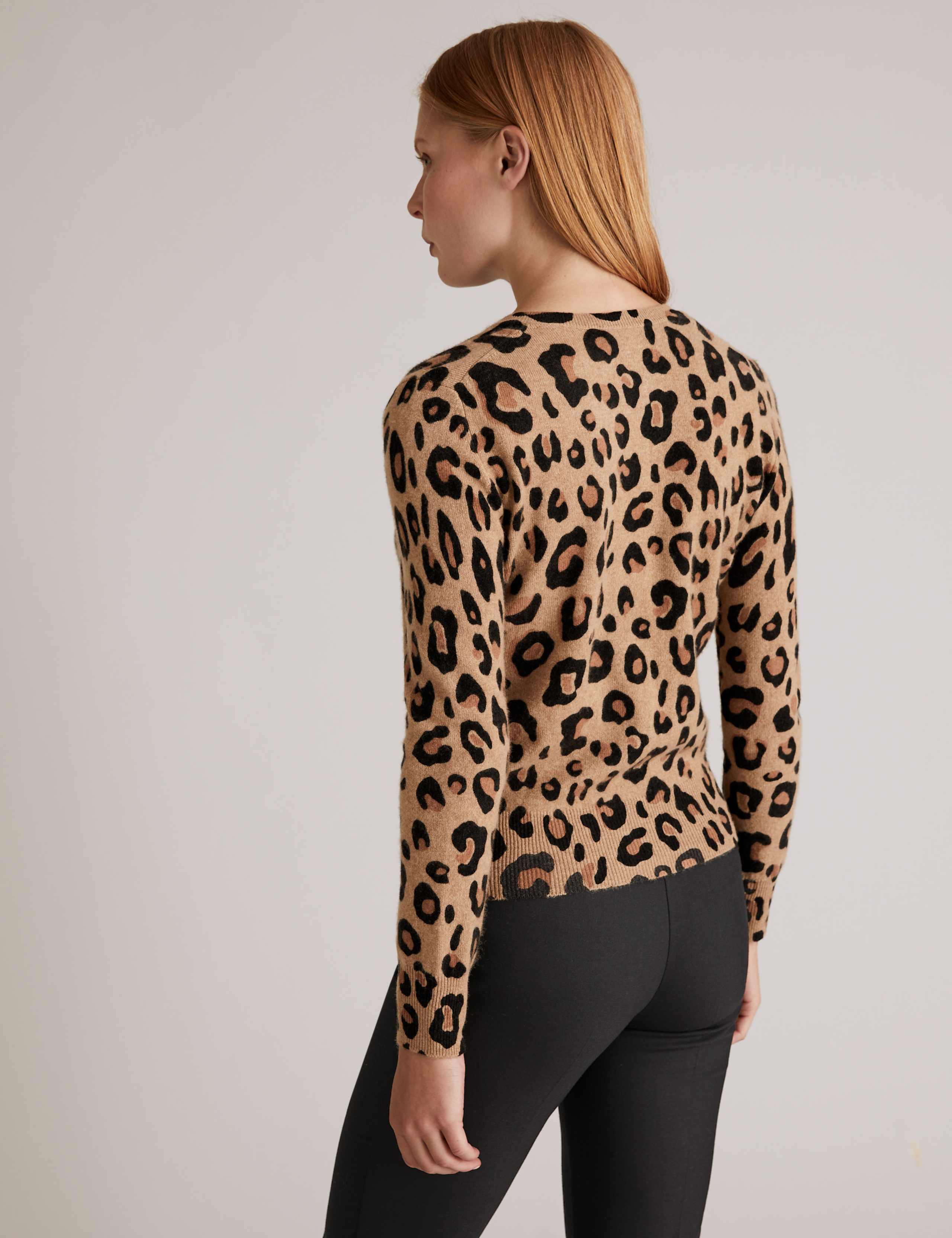 Pure Cashmere Animal Print Crew Cardigan 4 of 4