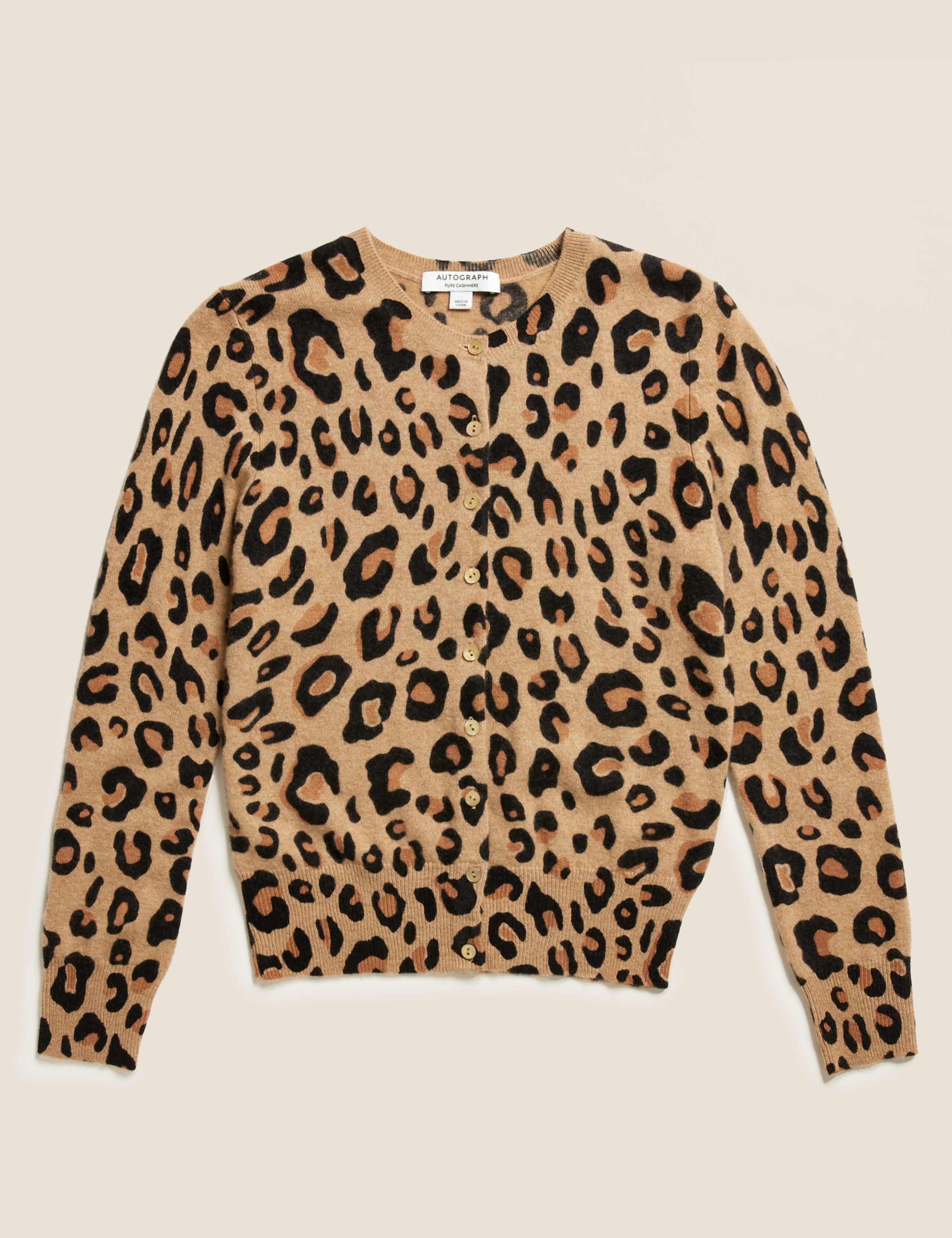 Pure Cashmere Animal Print Crew Cardigan 2 of 4