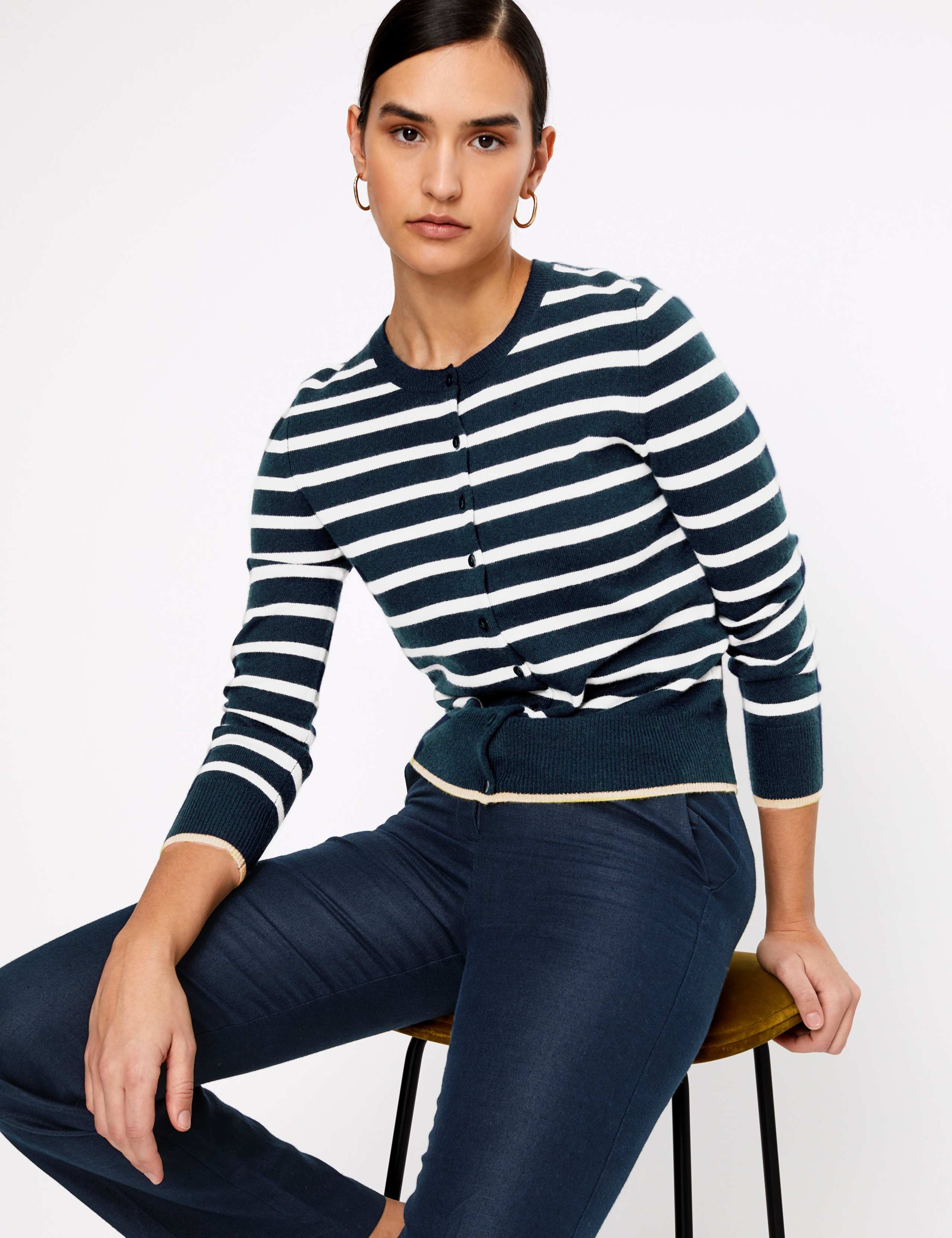 Pure Cashmere Striped Cardigan 1 of 4